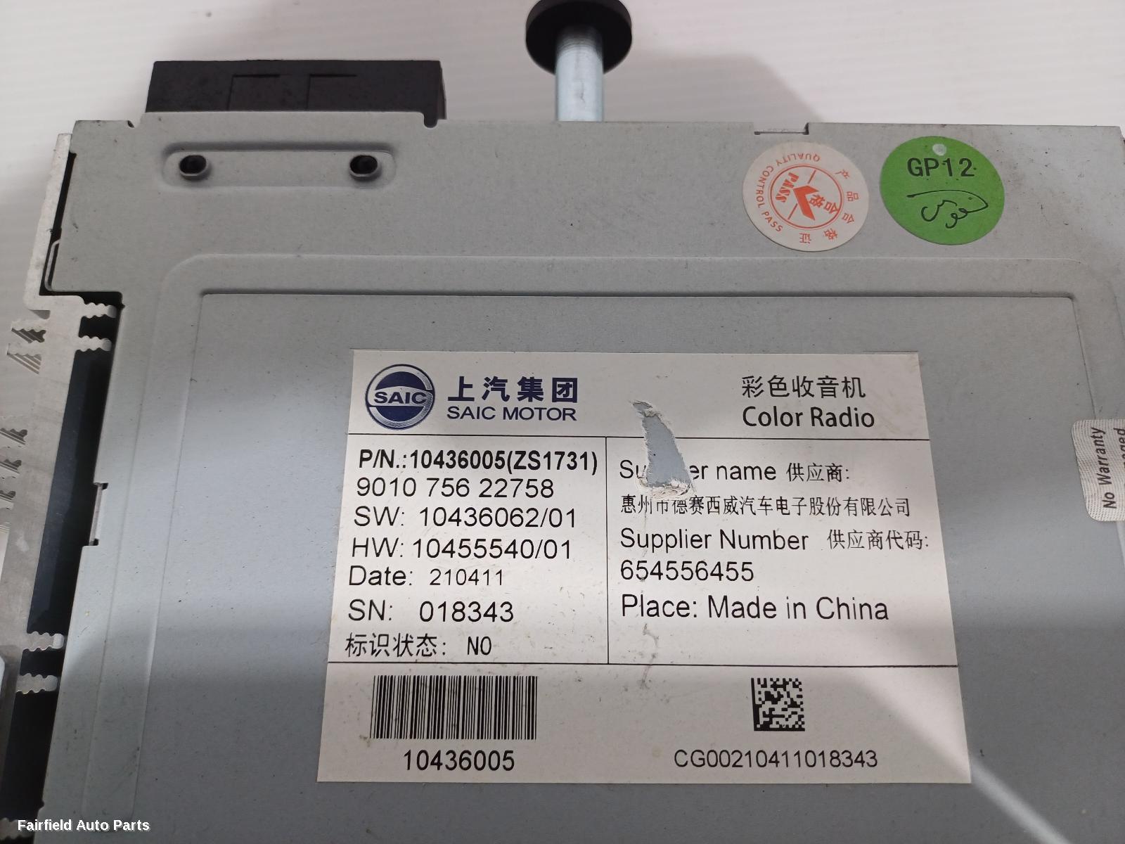 2017-2024 Mg Zs Radio Cd Dvd Sat Tv