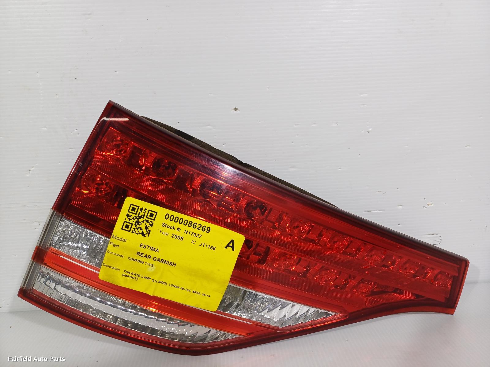 2005-2019 Toyota Estima Rear Garnish