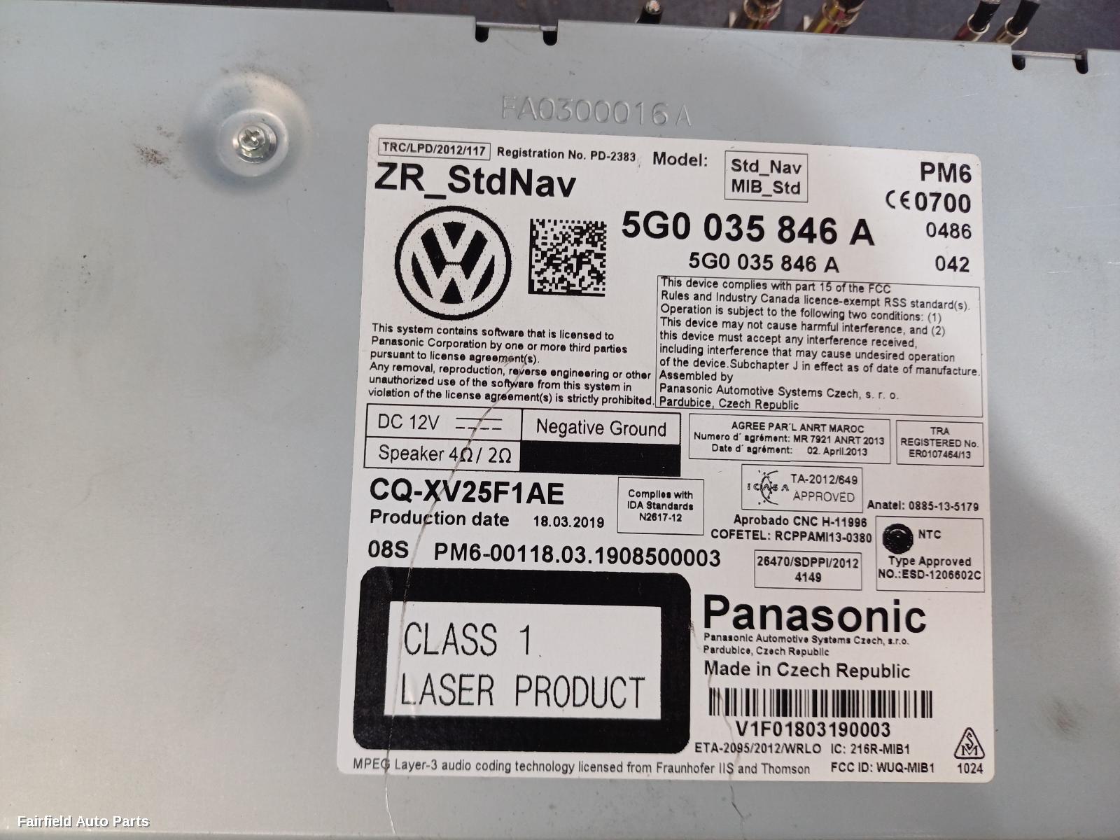 2012-2020 Volkswagen Golf Radio Cd Dvd Sat Tv