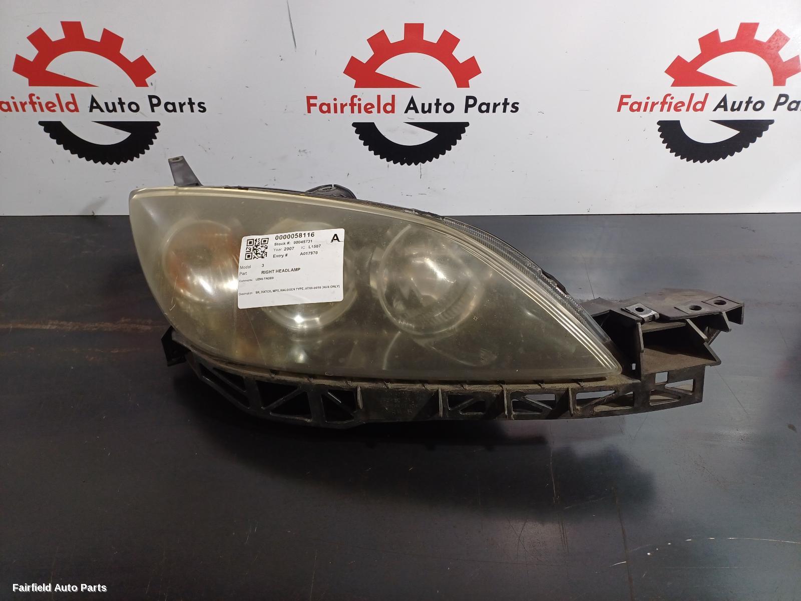 2003-2009 Mazda 3 Right Headlamp