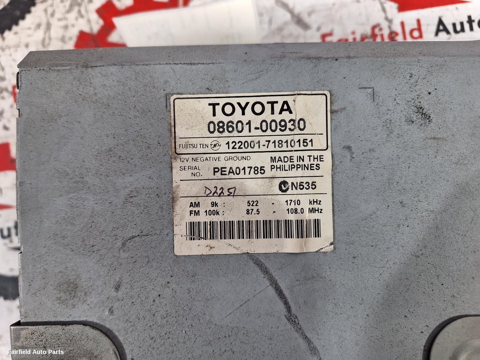 2001-2007 Toyota Corolla Radio Cd Dvd Sat Tv