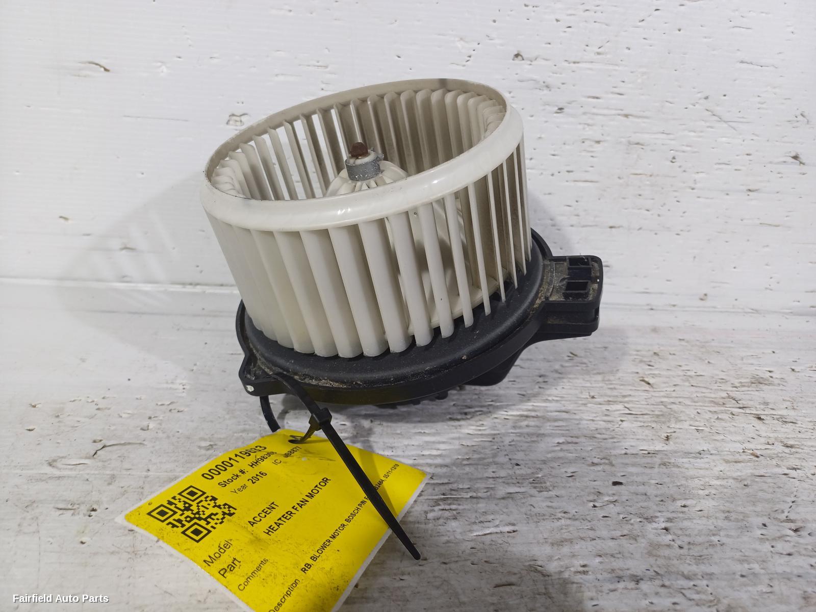 2011-2019 Hyundai Accent Heater Fan Motor