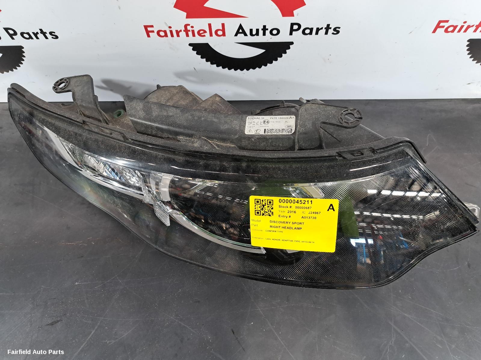 2015-2019 Land Rover Discovery Sport Right Headlamp