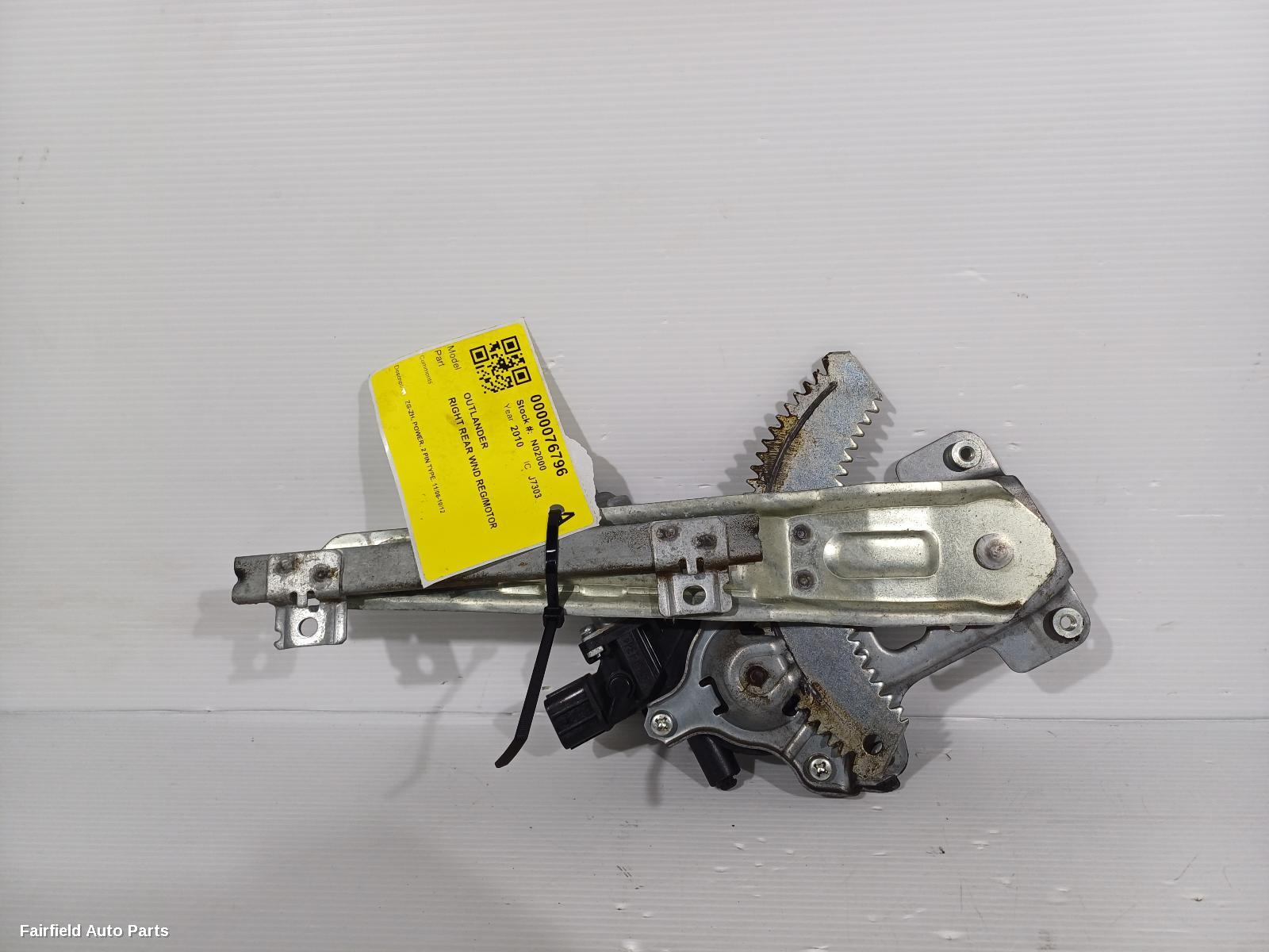 2006-2012 Mitsubishi Outlander Right Rear Wnd Reg Motor