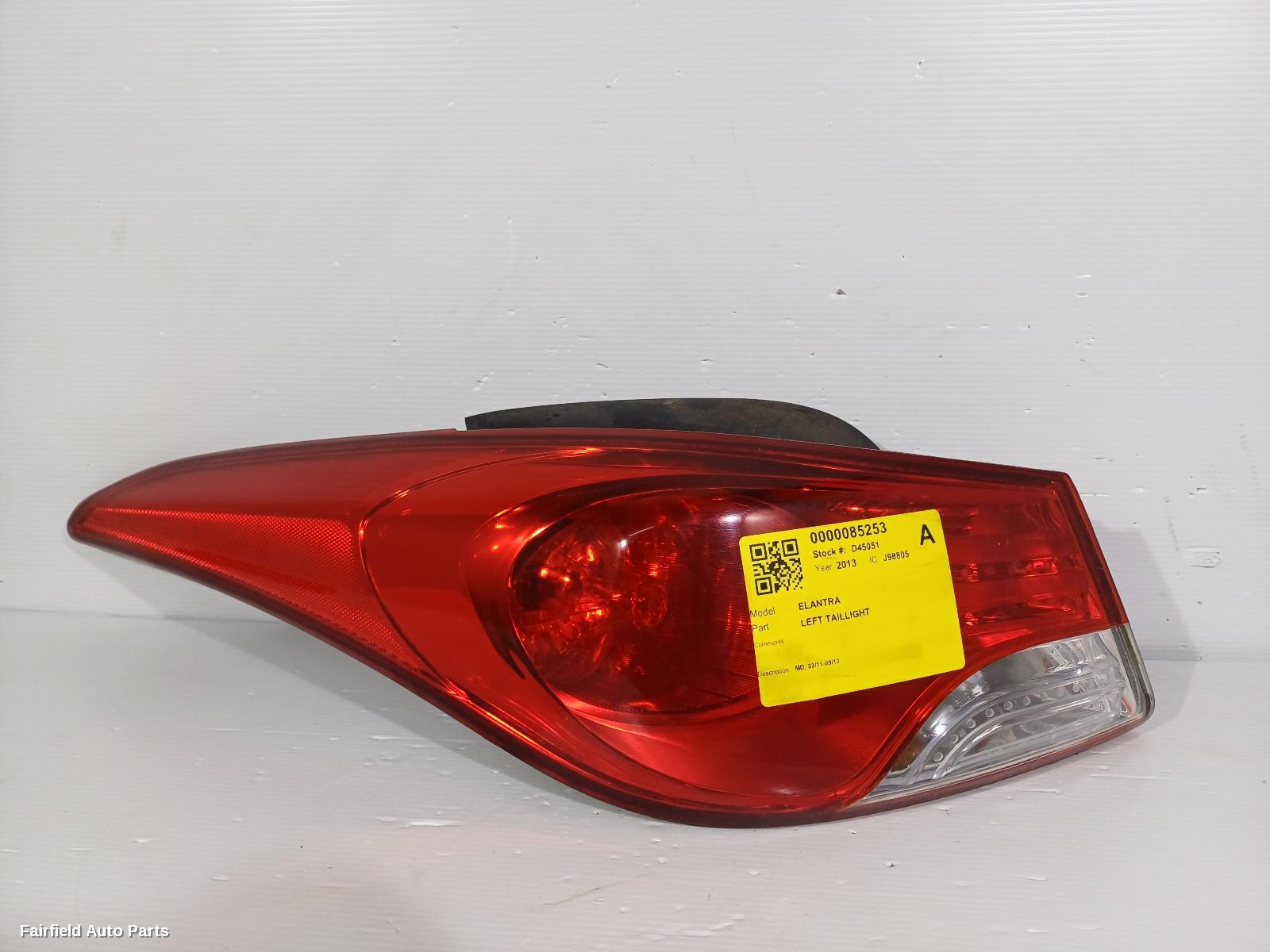 2011-2013 Hyundai Elantra Left Taillight
