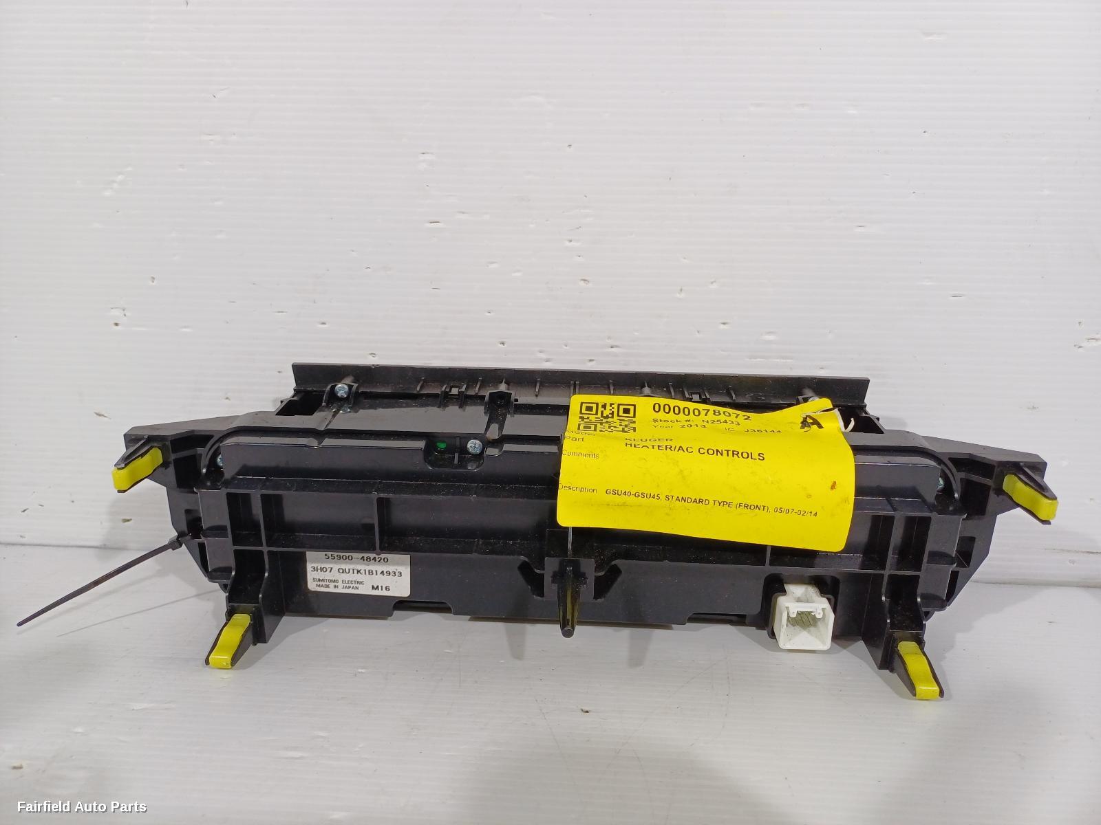 2007-2014 Toyota Kluger Heater Ac Controls
