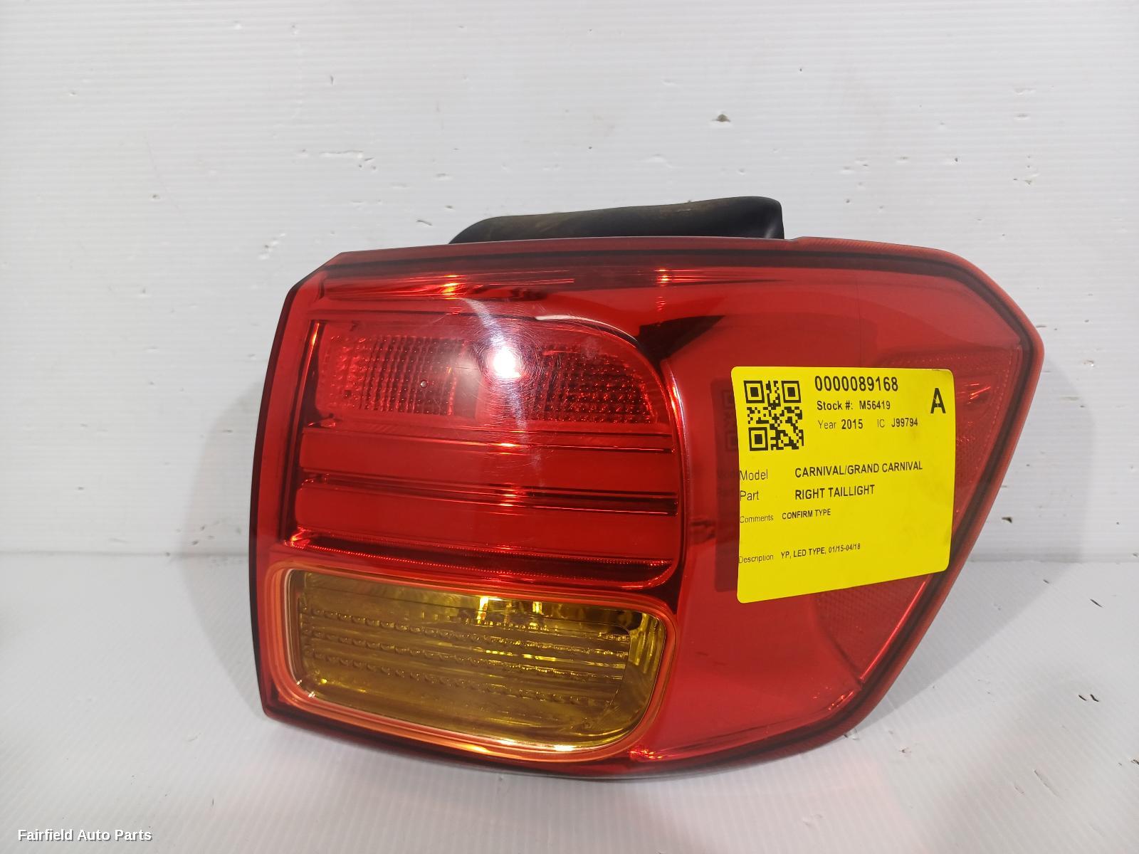 2015-2018 Kia Carnival/grand Carnival Right Taillight