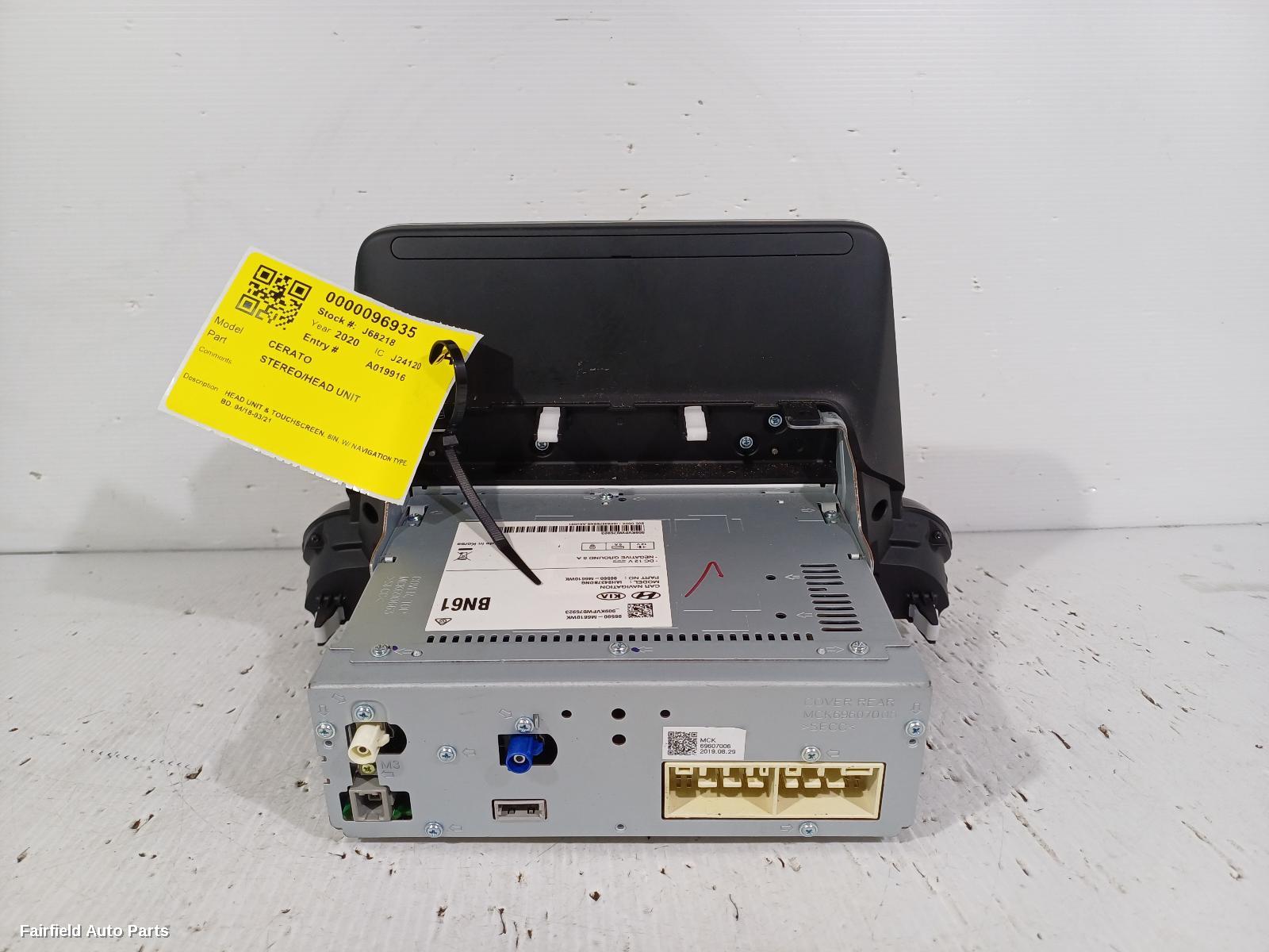2018-2021 Kia Cerato Radio Cd Dvd Sat Tv