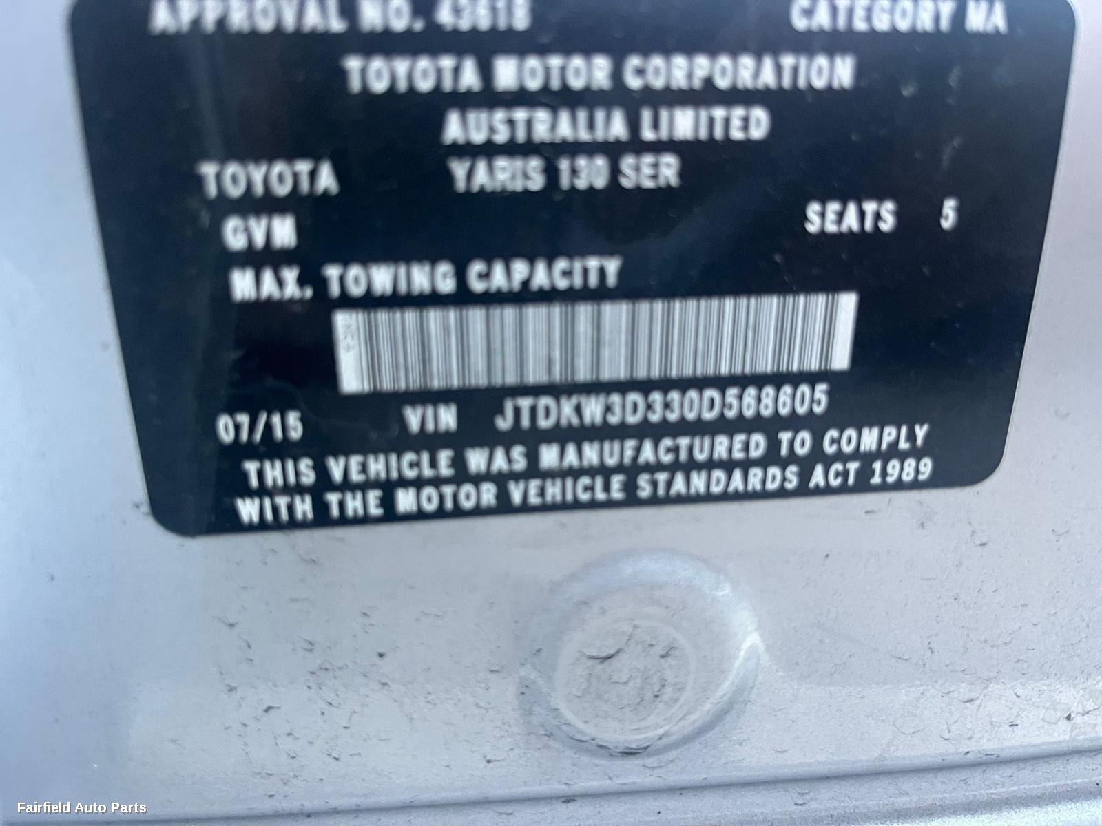 2015 Toyota Yaris F Bar Reinforc Brack