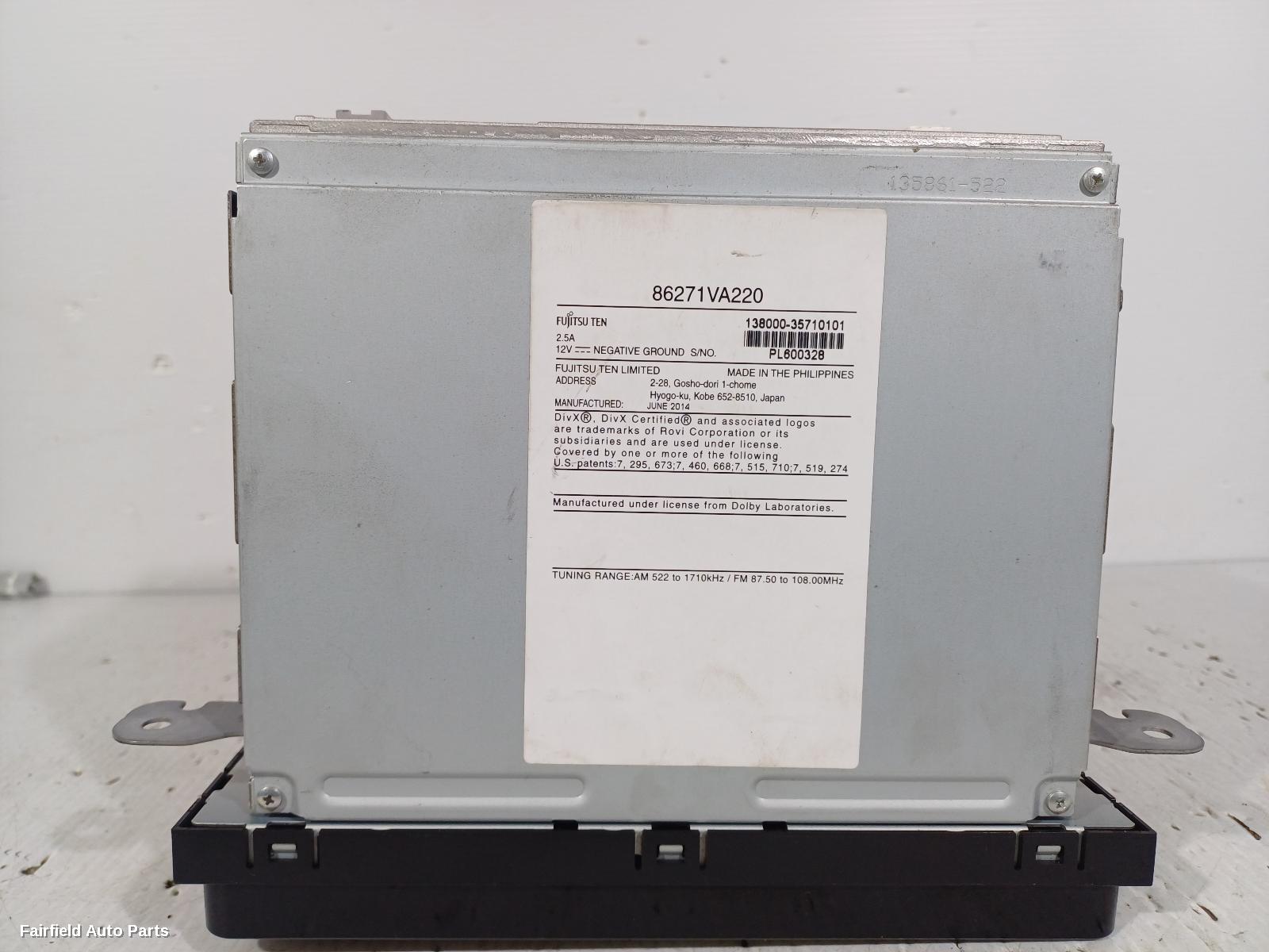 2014-2021 Subaru Wrx Radio Cd Dvd Sat Tv