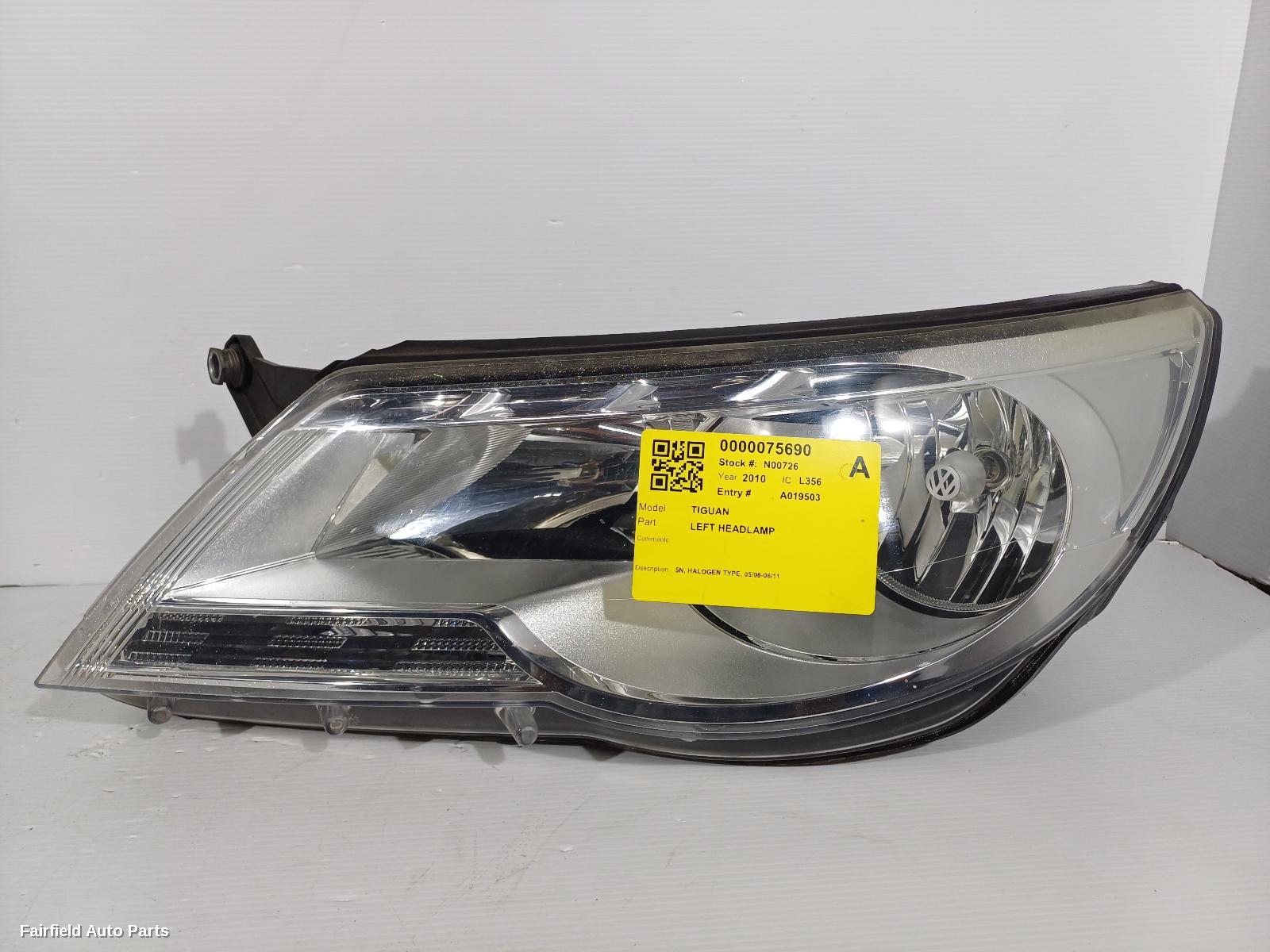 2008-2011 Volkswagen Tiguan Left Headlamp