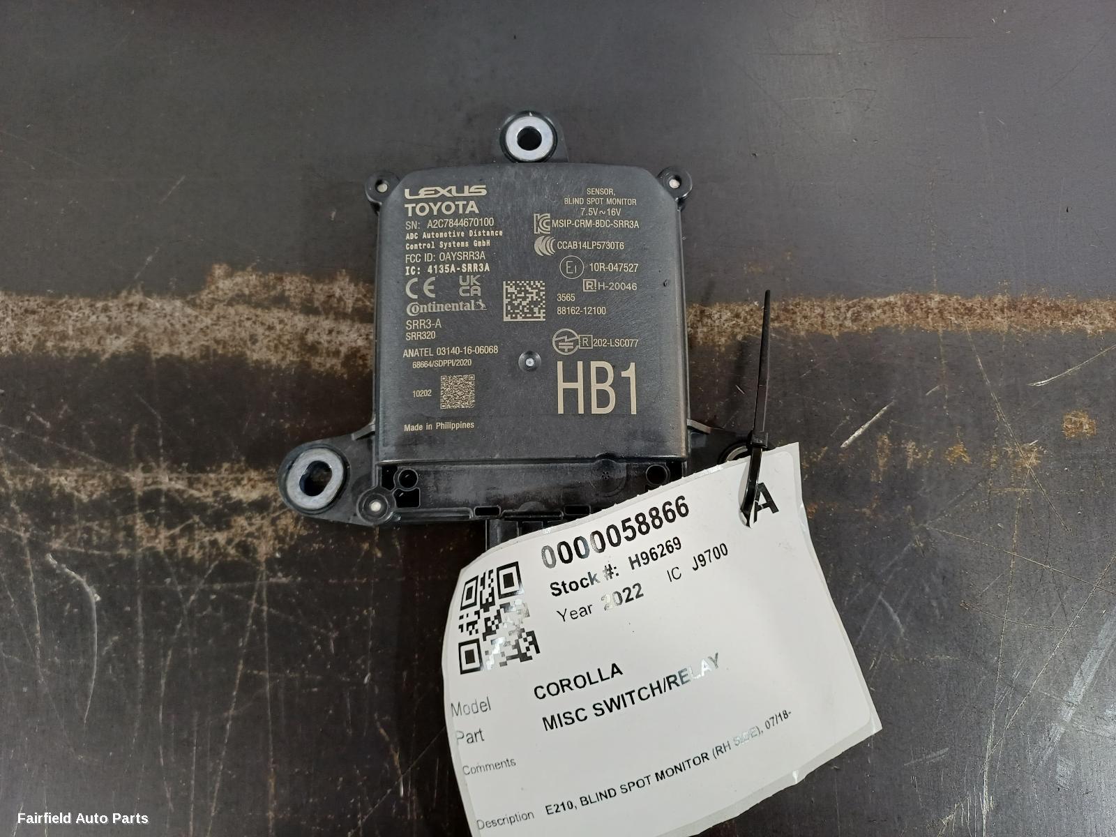 2022-2026 Toyota Corolla Reverse Camera