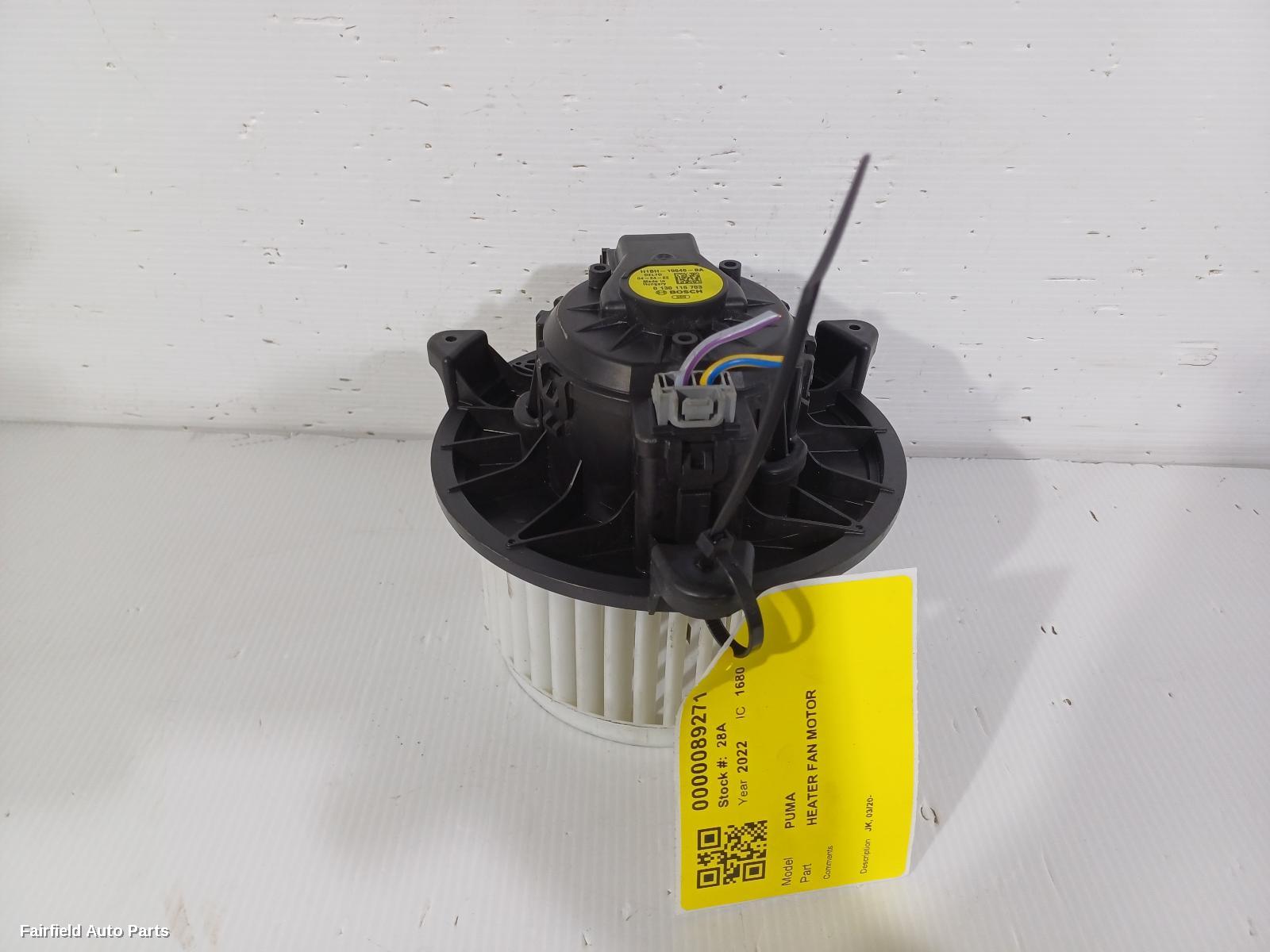 2020-2026 Ford Puma Heater Fan Motor