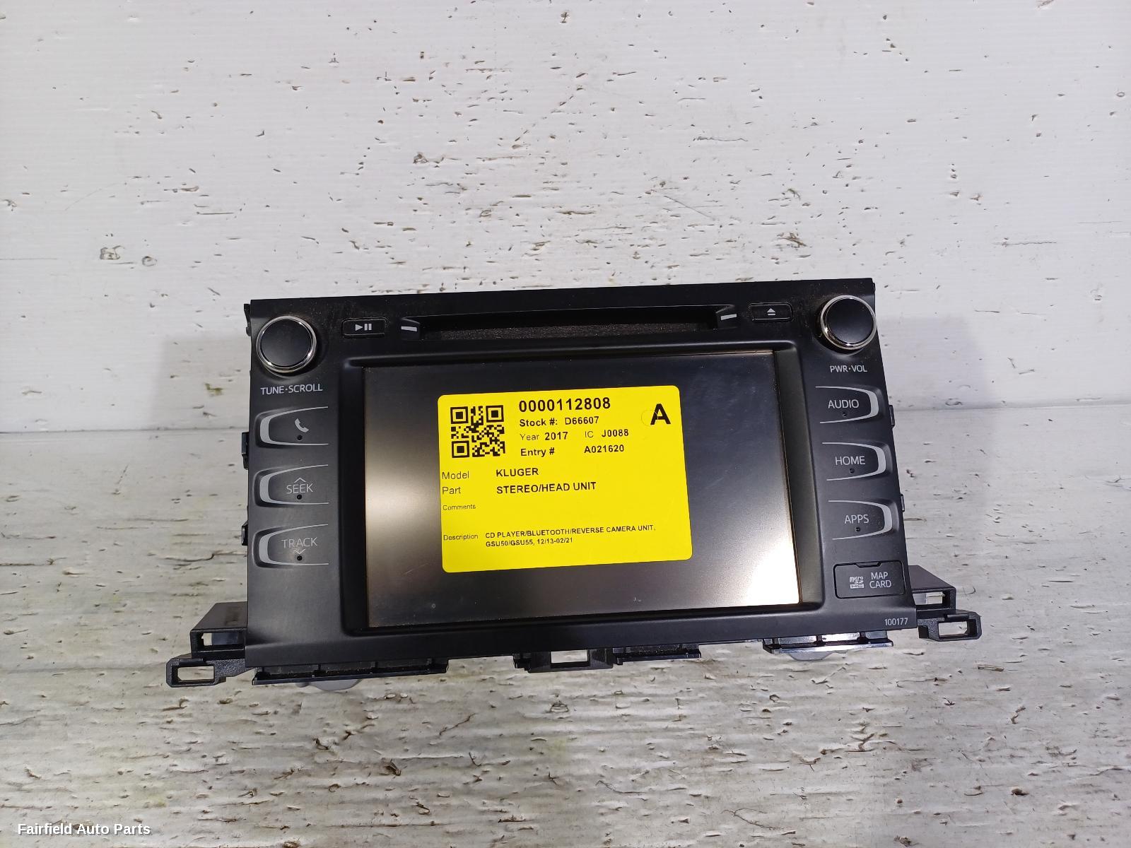 2013-2021 Toyota Kluger Radio Cd Dvd Sat Tv