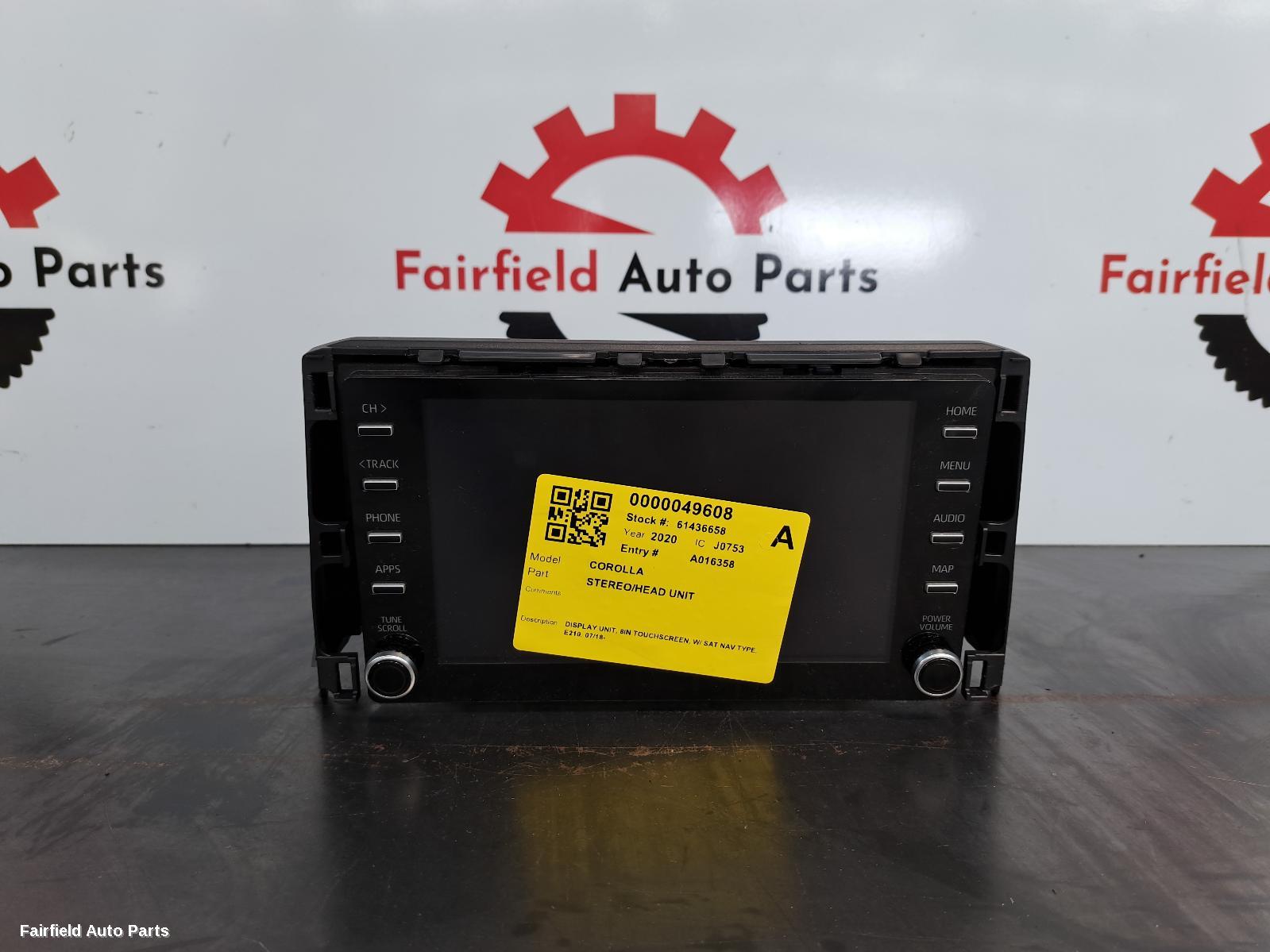 2018-2024 Toyota Corolla Radio Cd Dvd Sat Tv