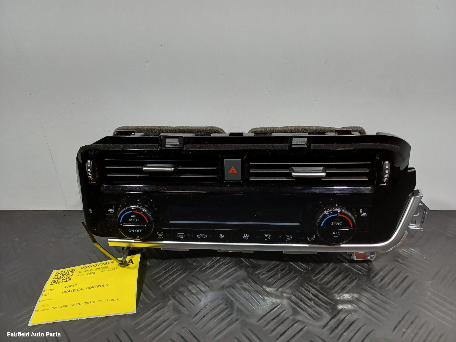 2022-2026 Nissan Xtrail Heater Ac Controls