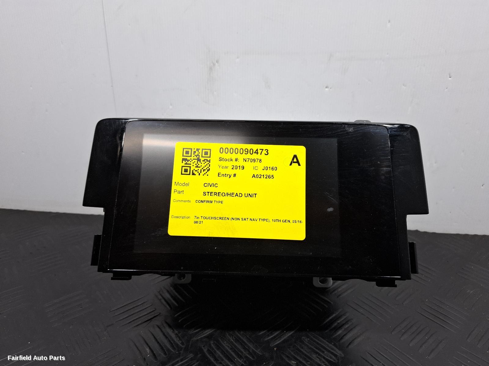 2016-2021 Honda Civic Radio Cd Dvd Sat Tv