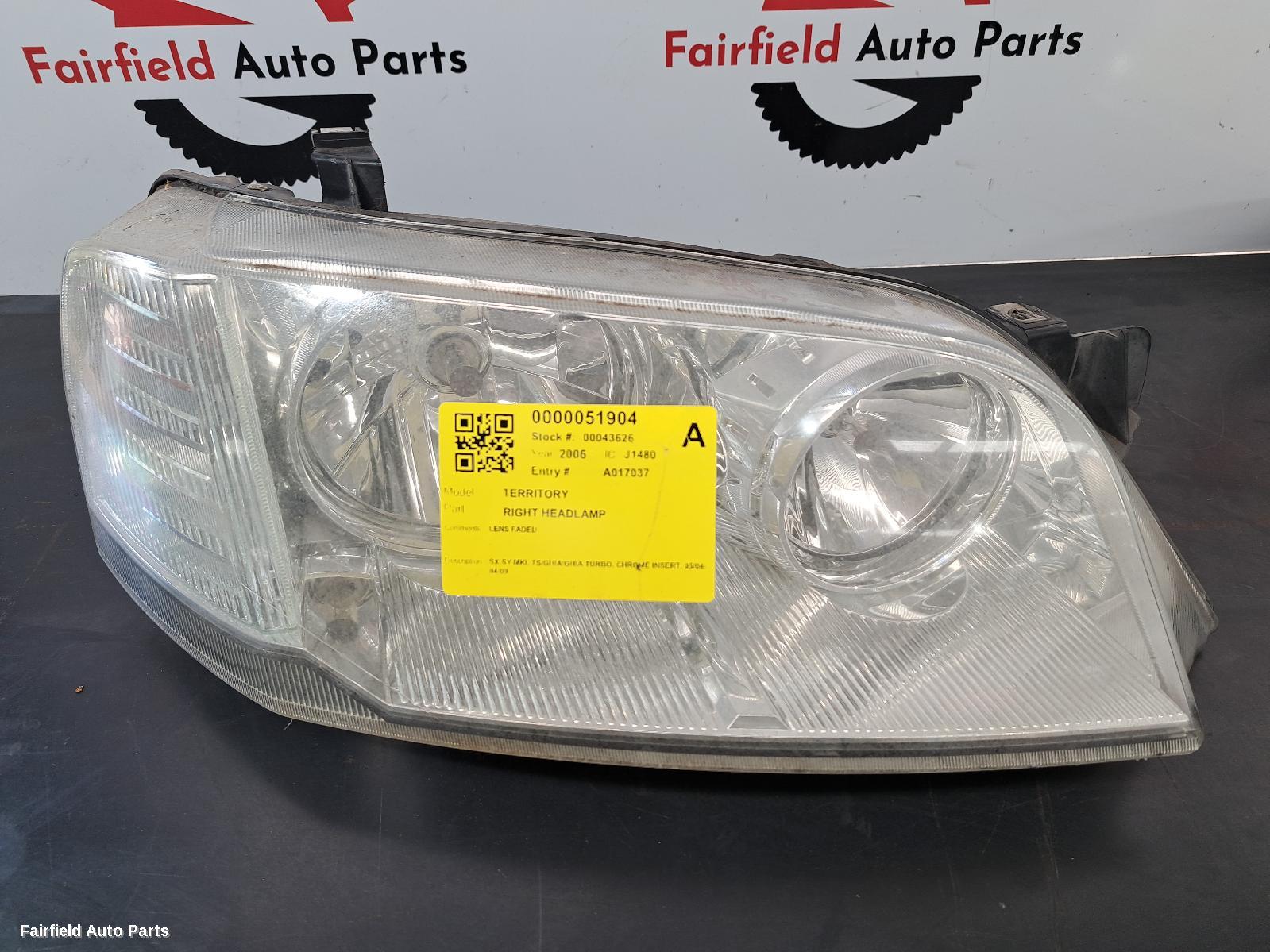 2004-2009 Ford Territory Right Headlamp