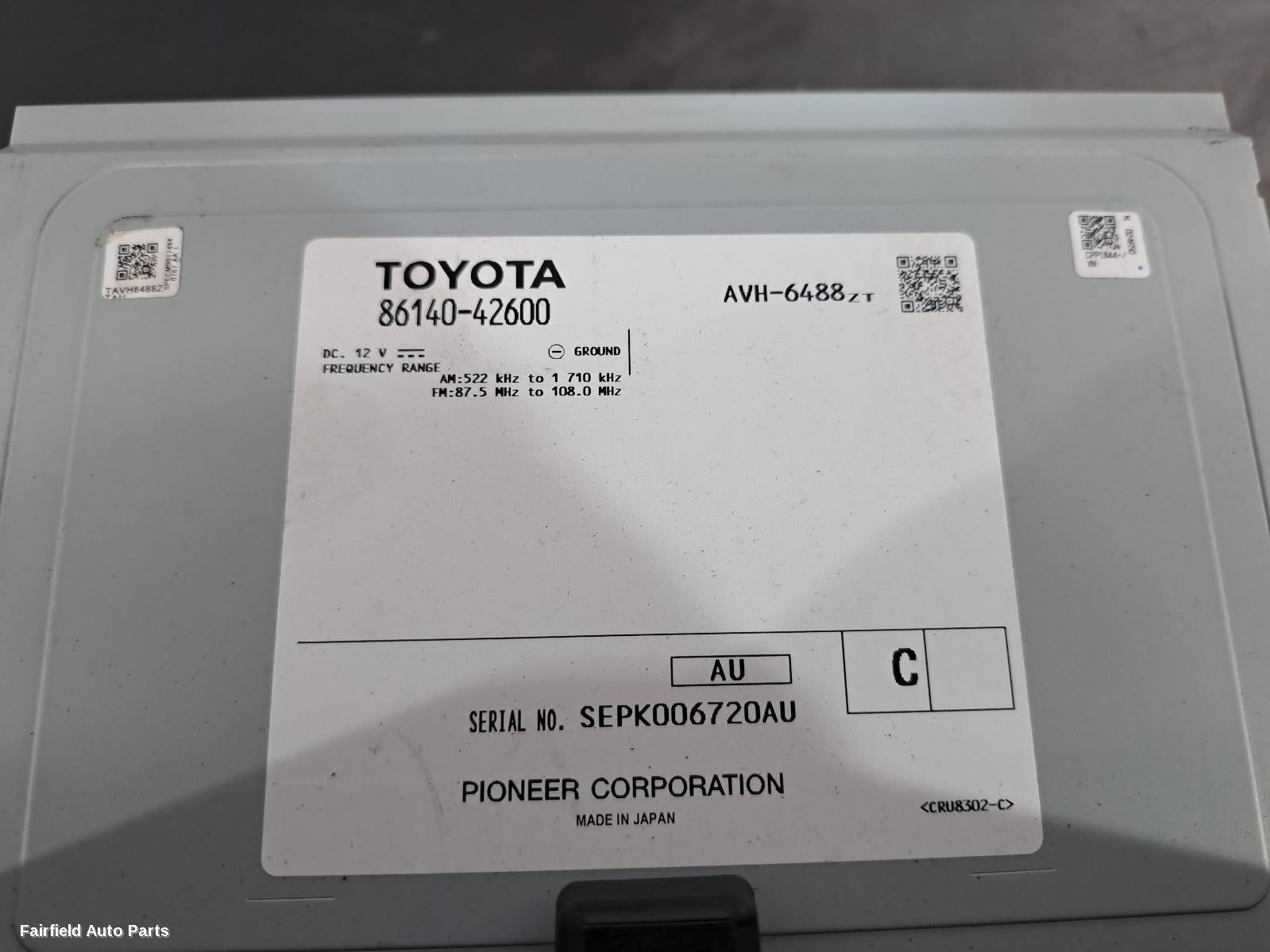 2018-2022 Toyota Rav4 Radio Cd Dvd Sat Tv