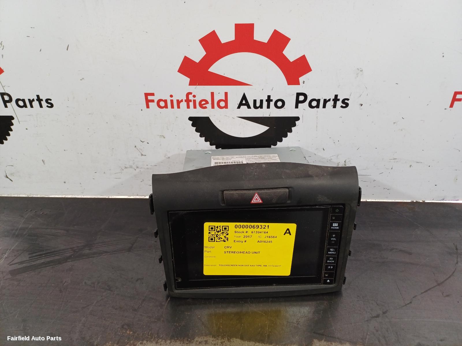 2012-2017 Honda Crv Radio Cd Dvd Sat Tv