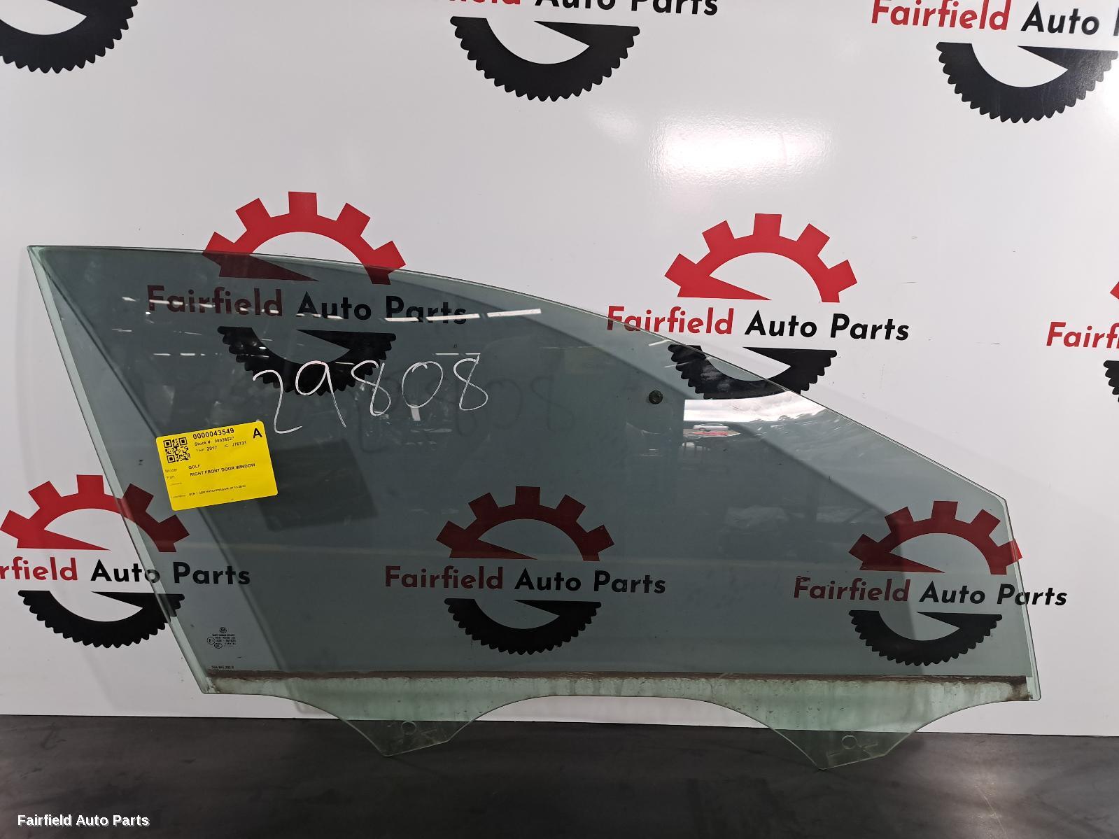 2013-2020 Volkswagen Golf Right Front Door Window