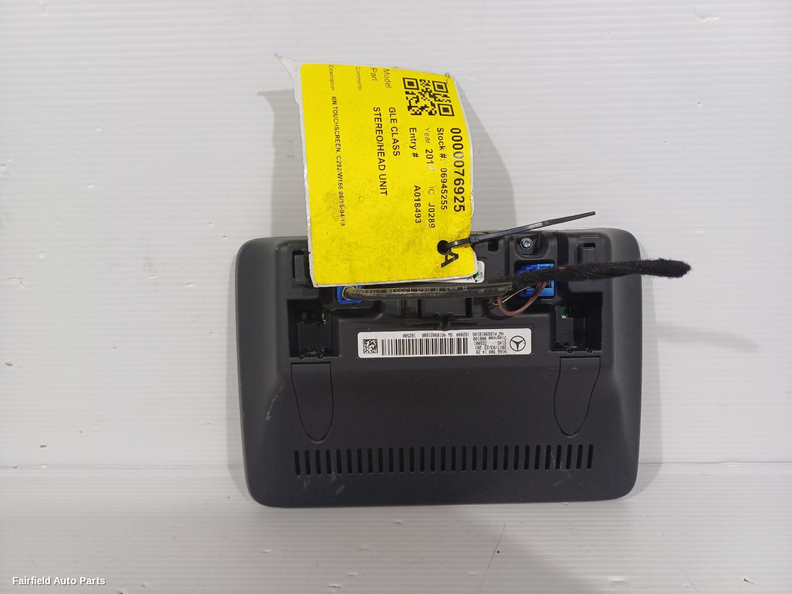 2015-2019 Mercedes Gle Class Radio Cd Dvd Sat Tv