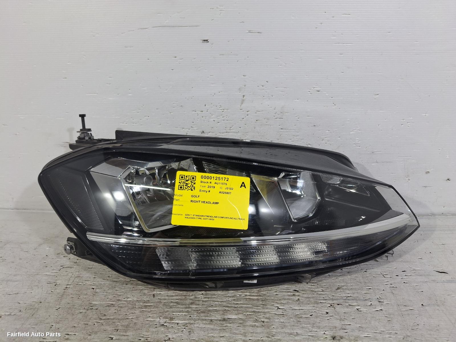 2017-2020 Volkswagen Golf Right Headlamp