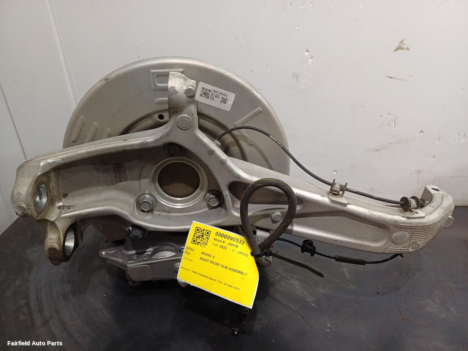 2019-2024 Tesla Model 3 Right Front Hub Assembly