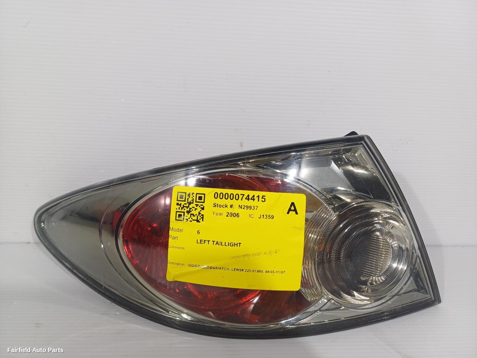 2005-2007 Mazda 6 Left Taillight
