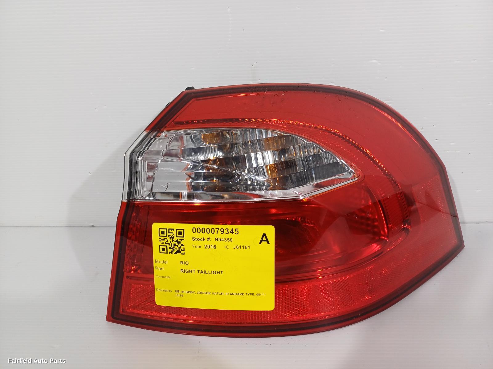 2011-2016 Kia Rio Right Taillight