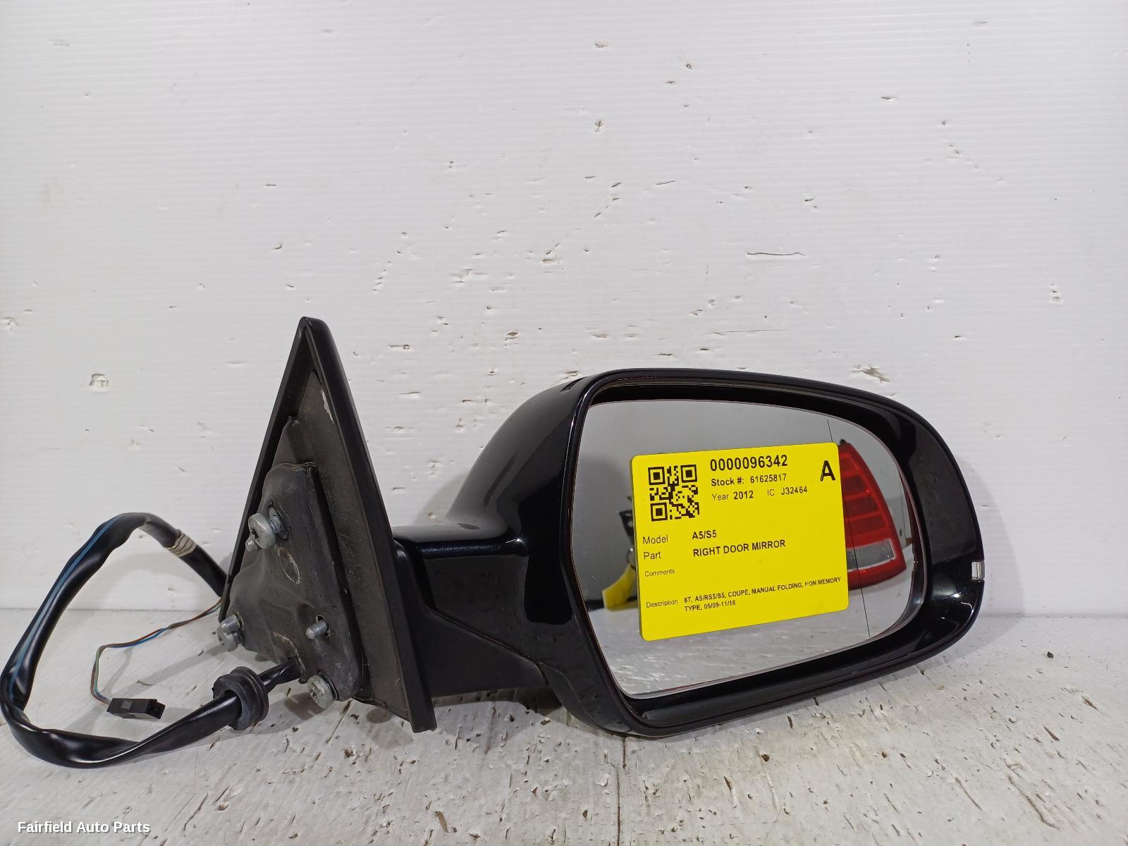 2009-2016 Audi A5 Right Door Mirror