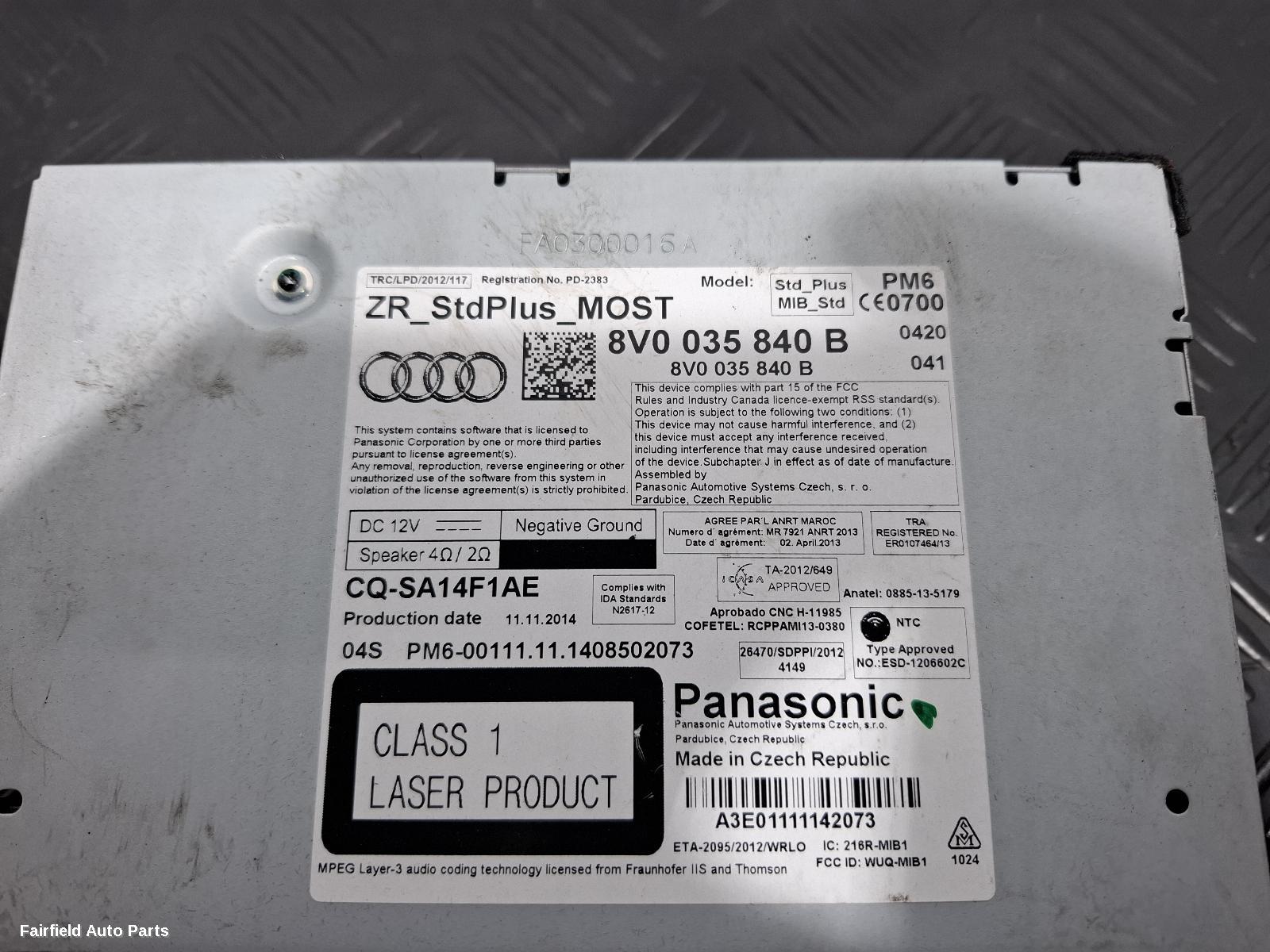 2013-2020 Audi A3 Radio Cd Dvd Sat Tv