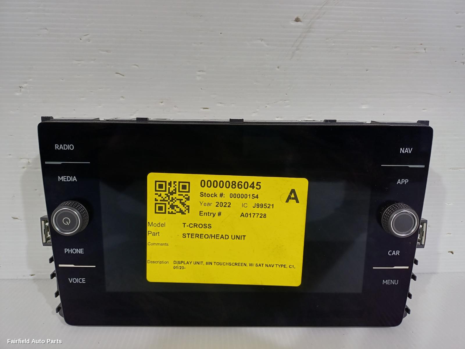 2020-2023 Volkswagen T-cross Radio Cd Dvd Sat Tv