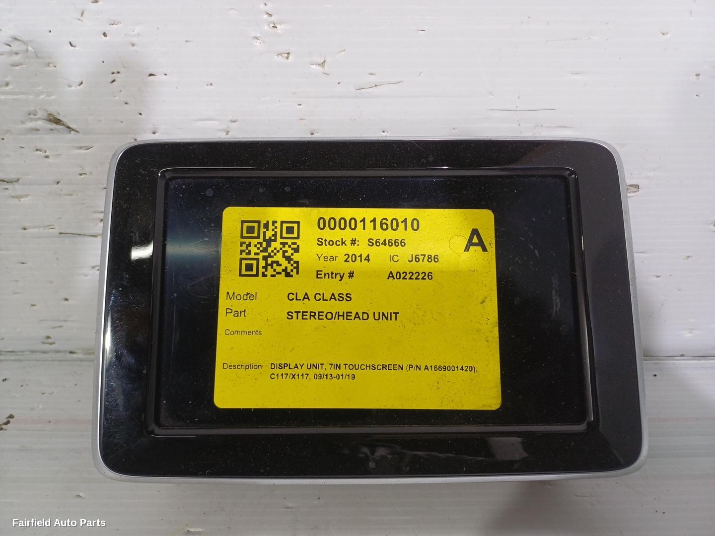 2013-2019 Mercedes Cla Class Radio Cd Dvd Sat Tv
