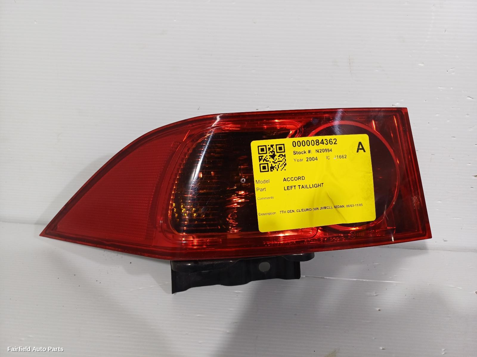 2003-2005 Honda Accord Left Taillight