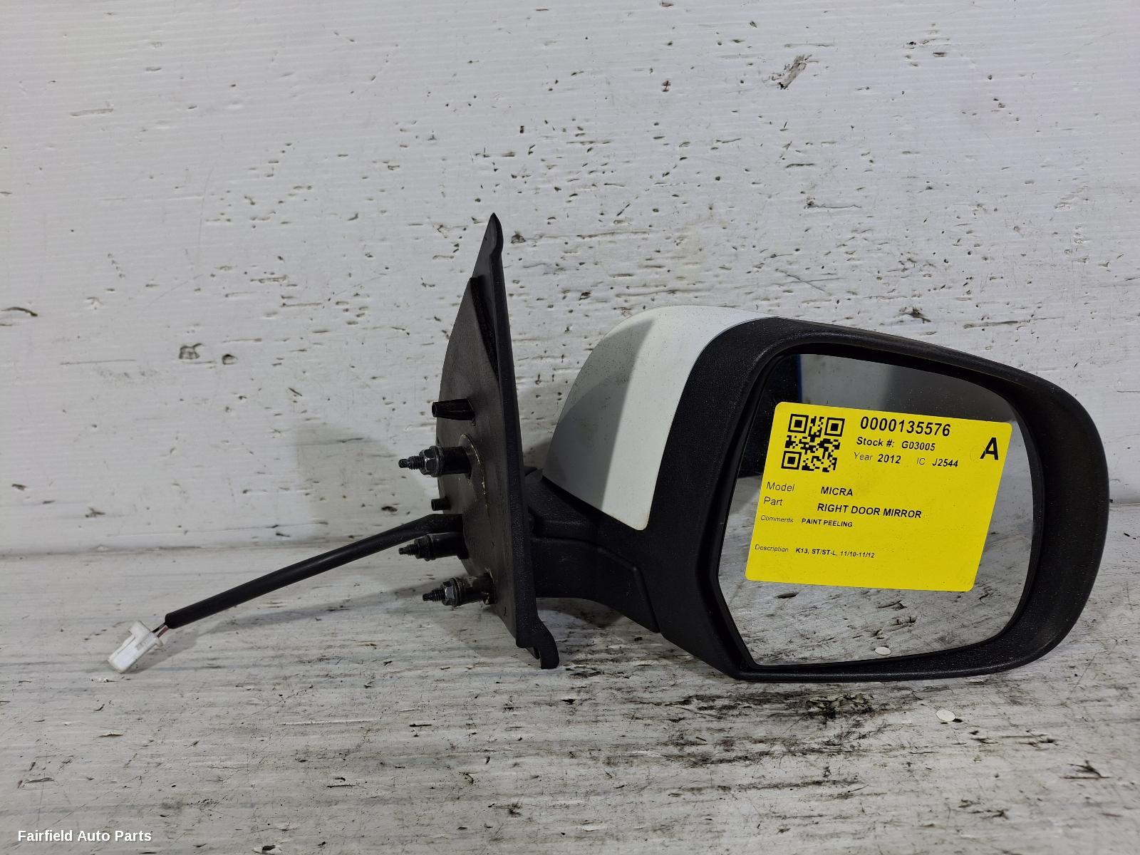 2010-2012 Nissan Micra Right Door Mirror