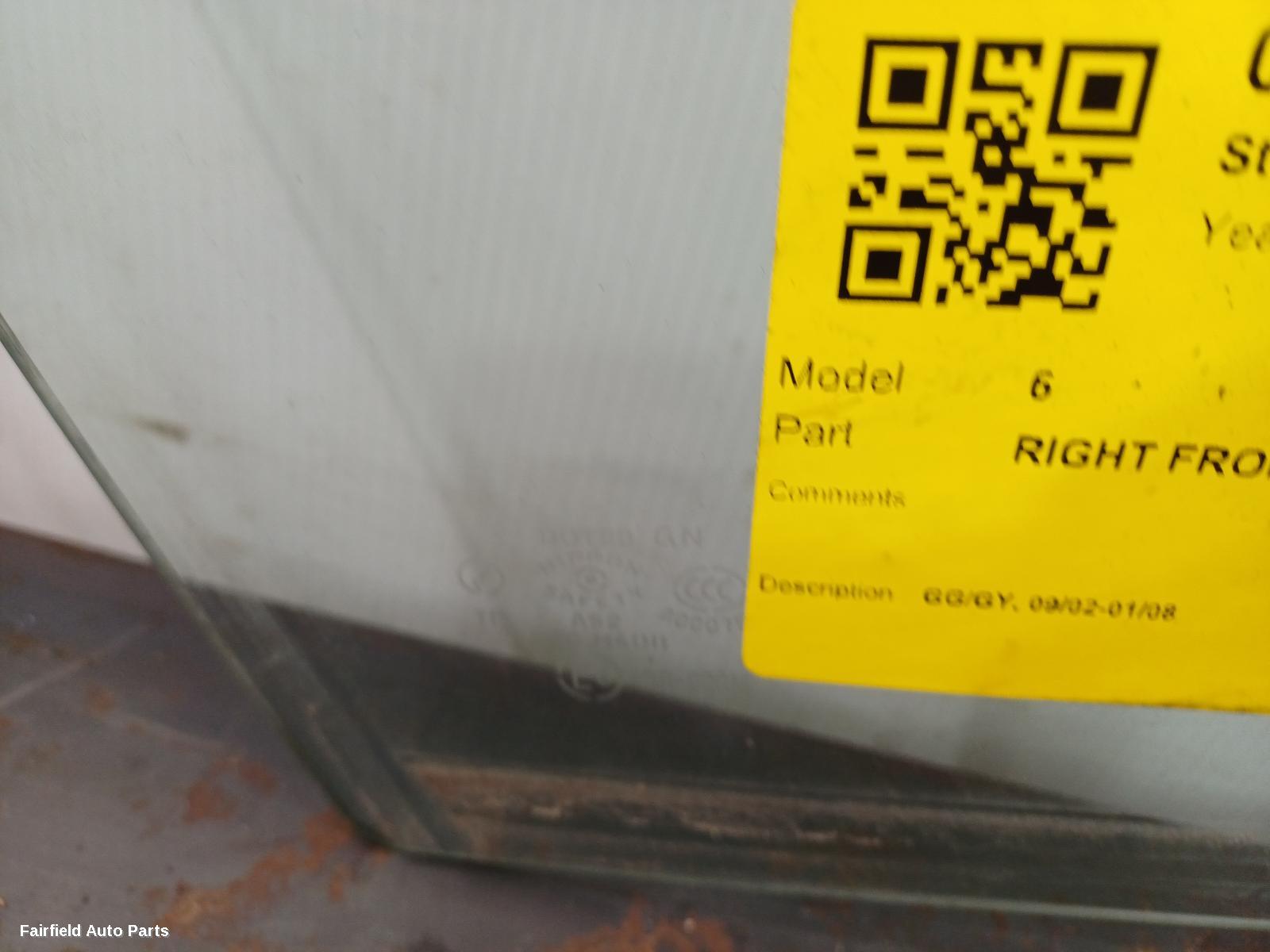 2002-2008 Mazda 6 Right Front Door Window
