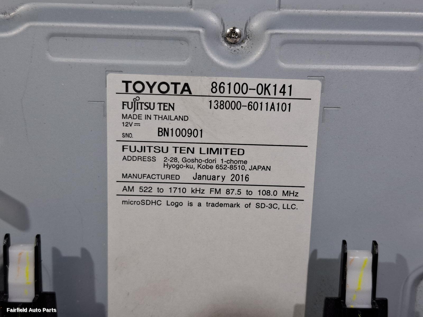 2015-2020 Toyota Hilux Radio Cd Dvd Sat Tv