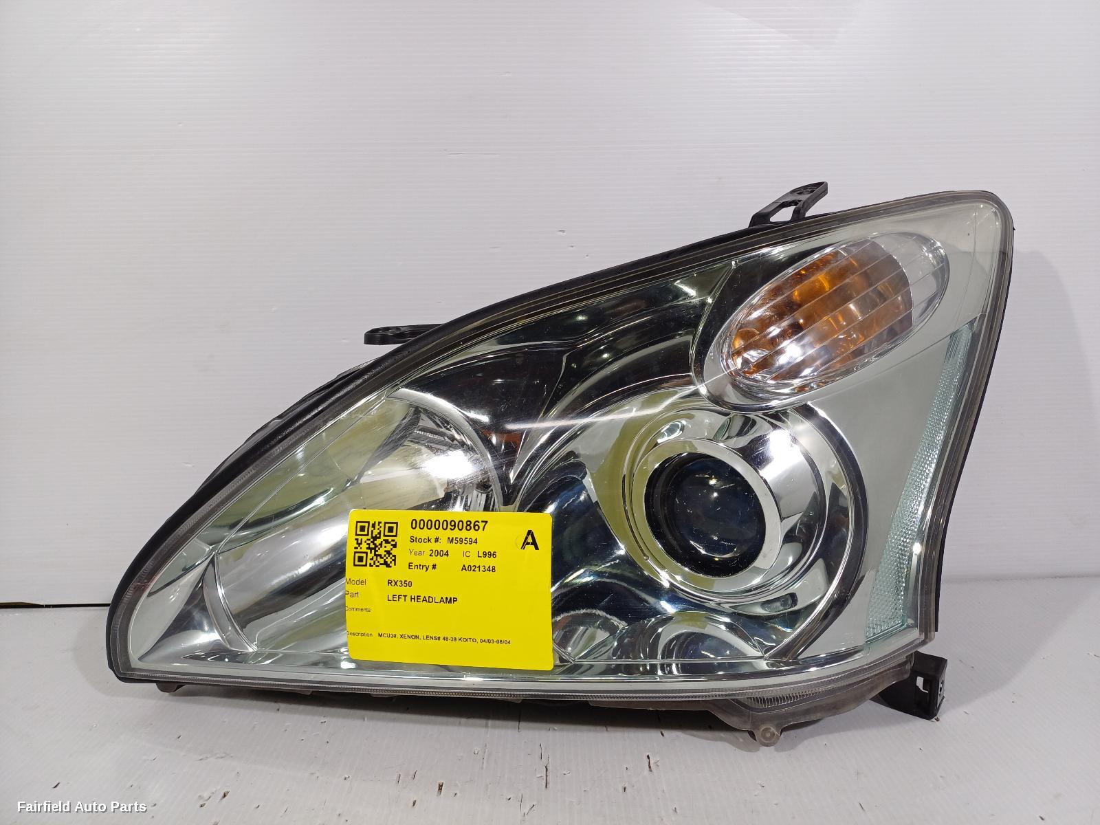 2003-2004 Lexus Rx Series Left Headlamp