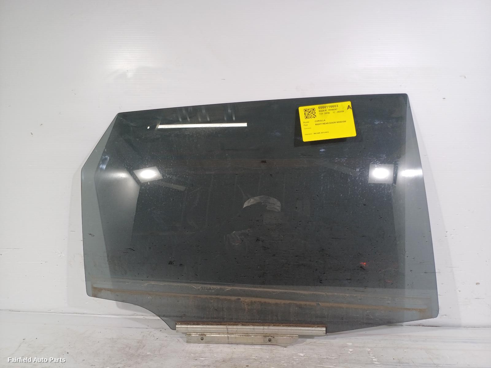 2012-2018 Toyota Corolla Right Rear Door Window