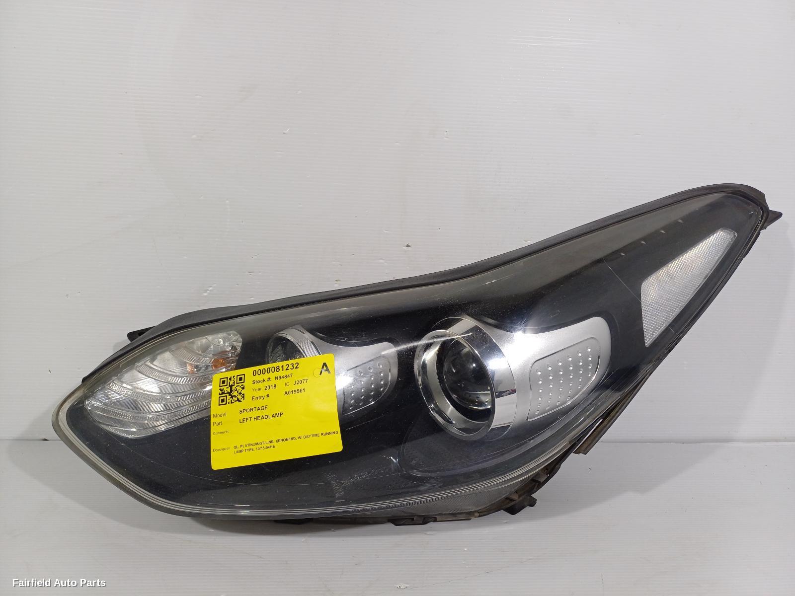 2015-2018 Kia Sportage Left Headlamp
