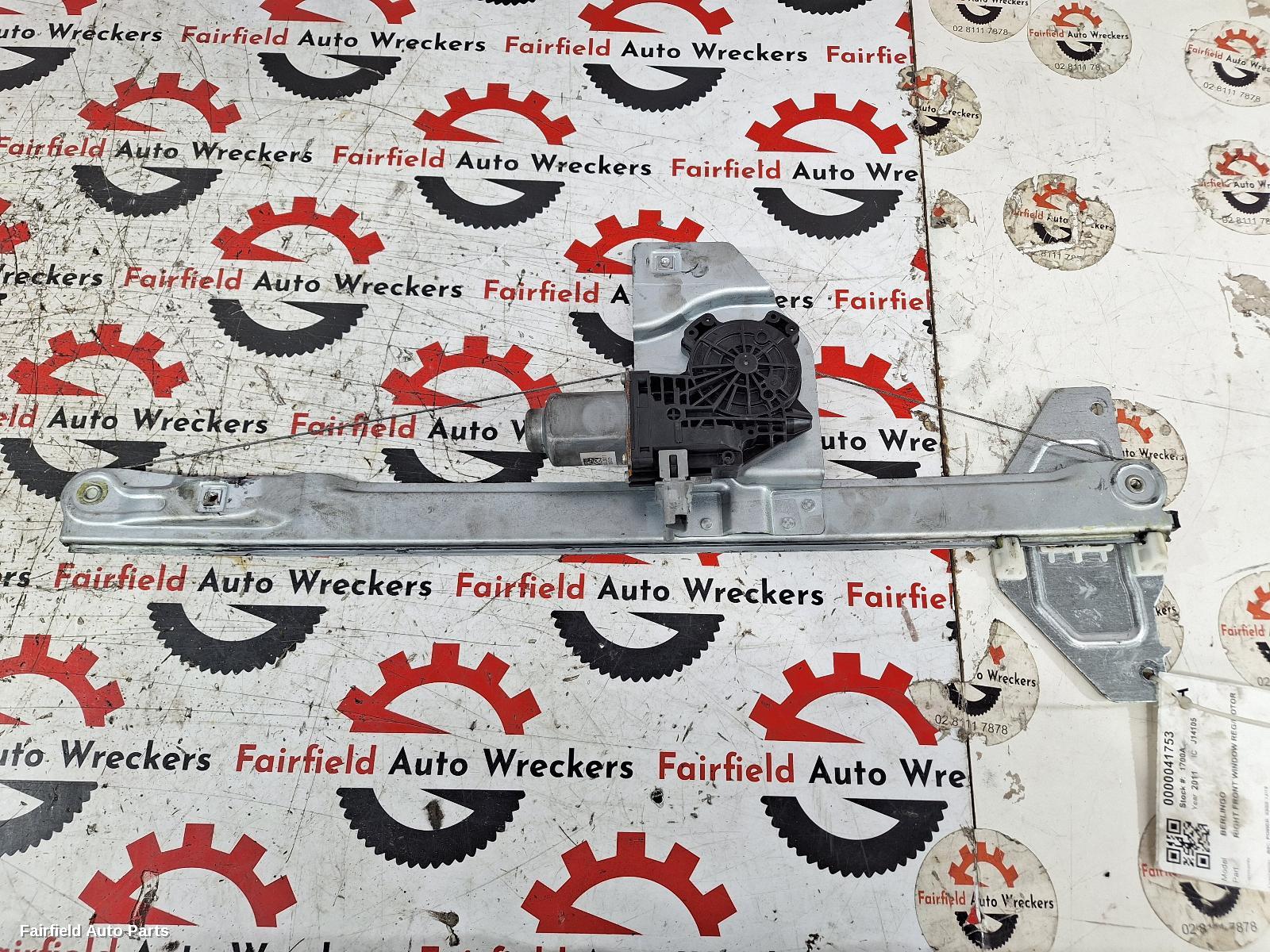 2009-2018 Citroen Berlingo Right Front Window Reg Motor