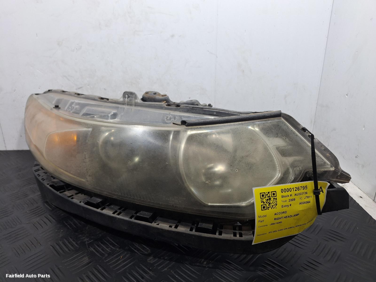2008-2011 Honda Accord Right Headlamp