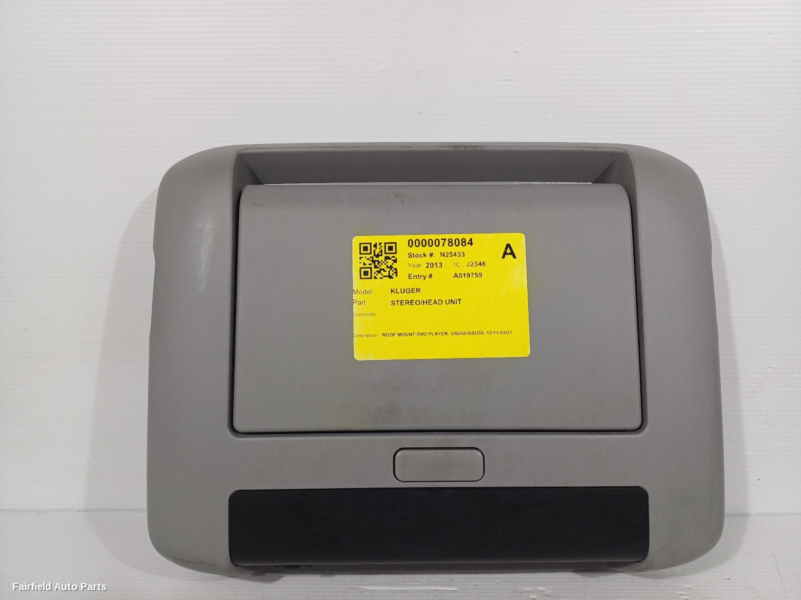2013-2021 Toyota Kluger Radio Cd Dvd Sat Tv