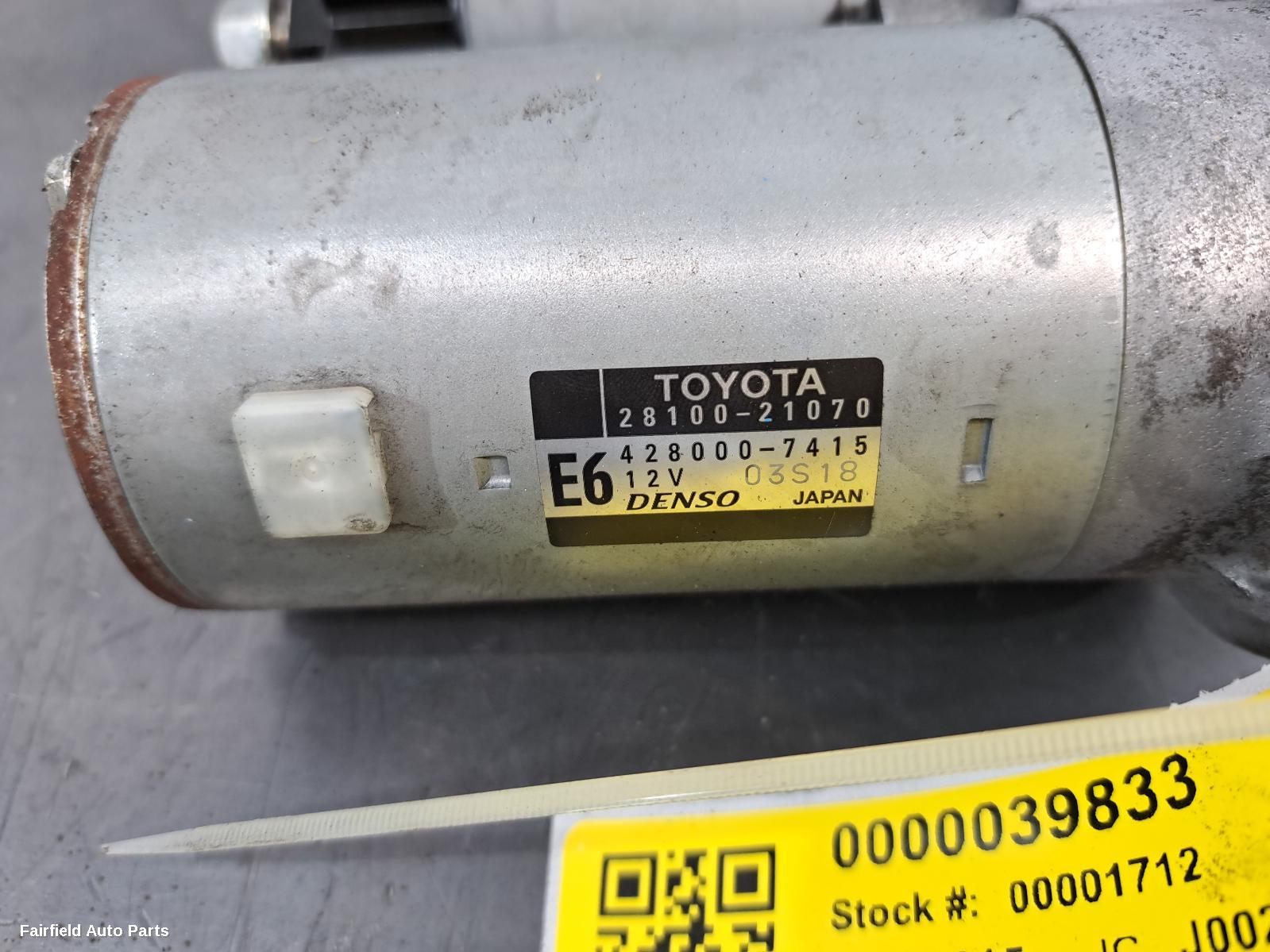 2011-2019 Toyota Yaris Starter