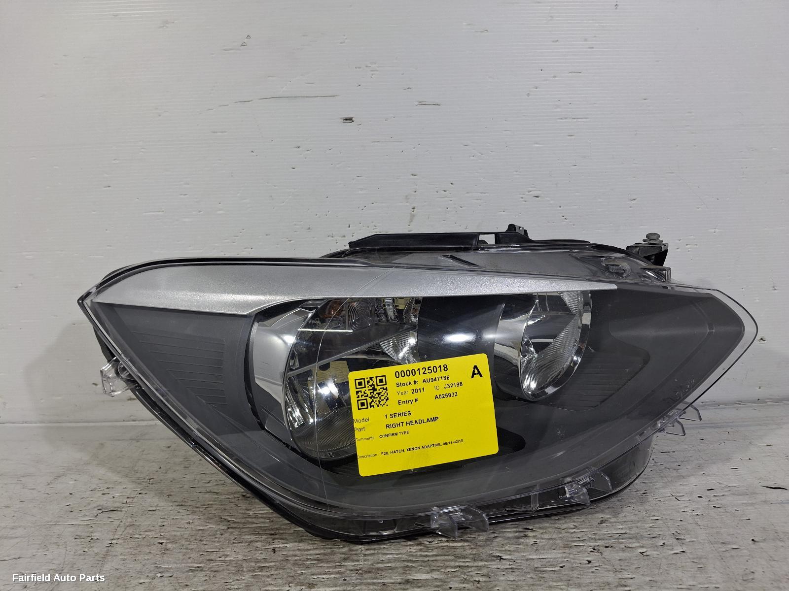 2011-2015 Bmw 1 Series Right Headlamp