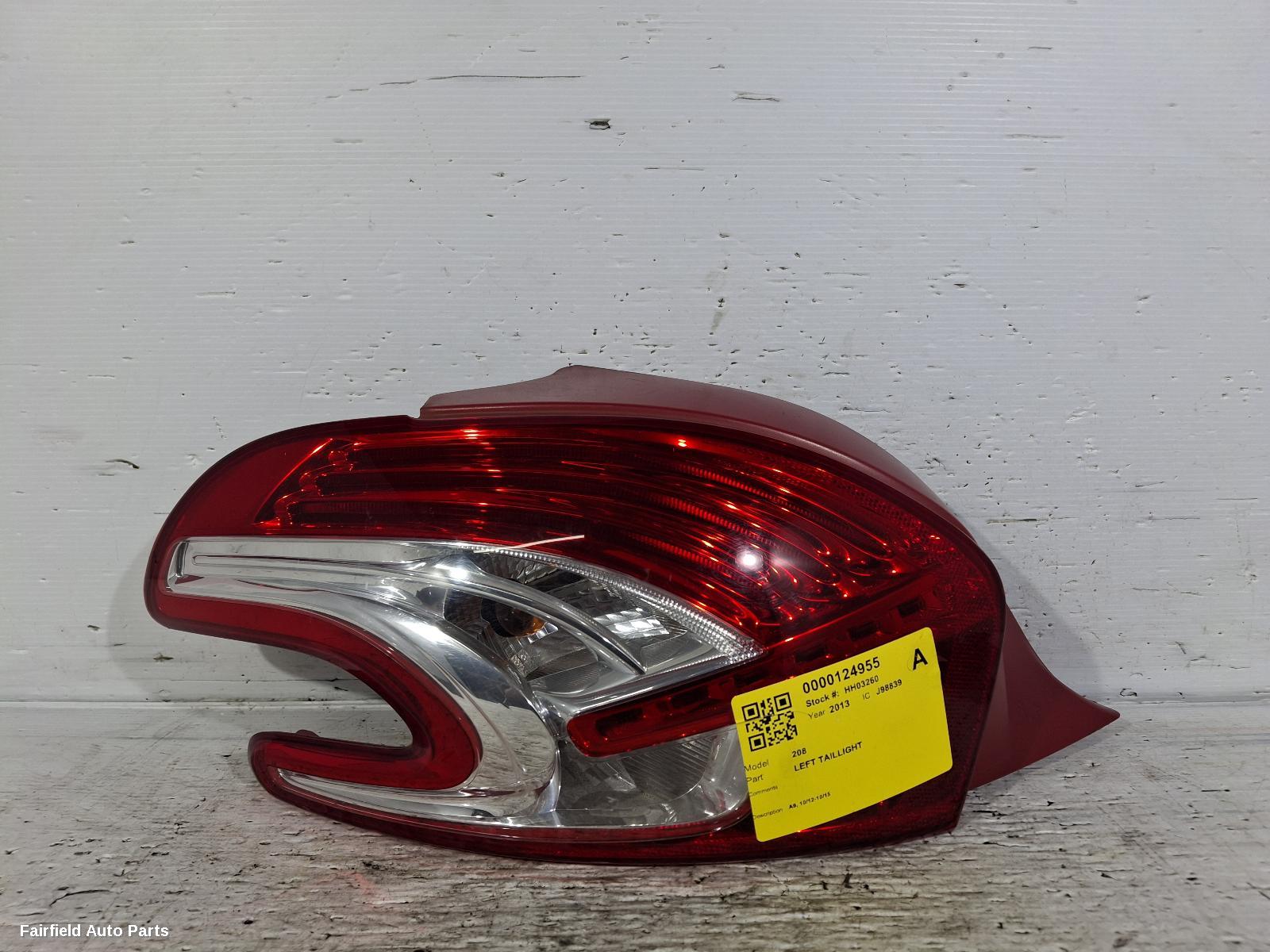 2012-2015 Peugeot 208 Left Taillight