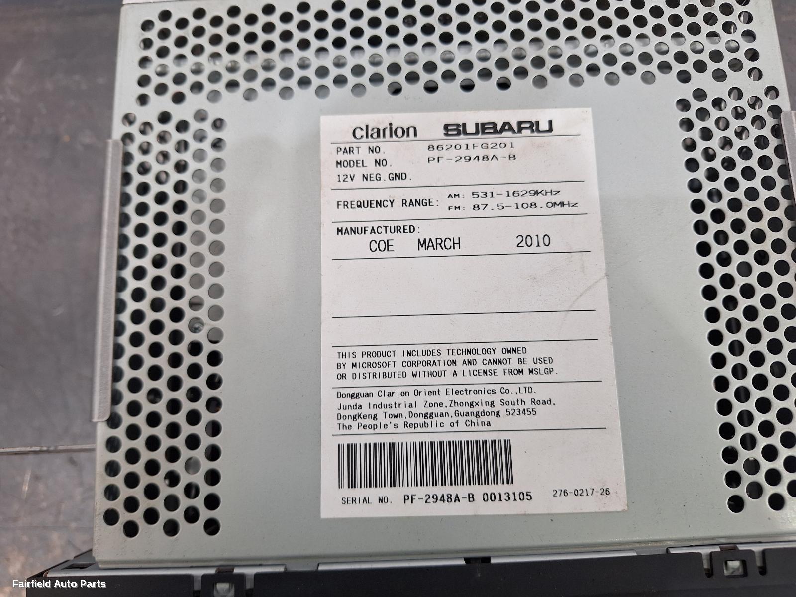 2007-2013 Subaru Impreza Radio Cd Dvd Sat Tv