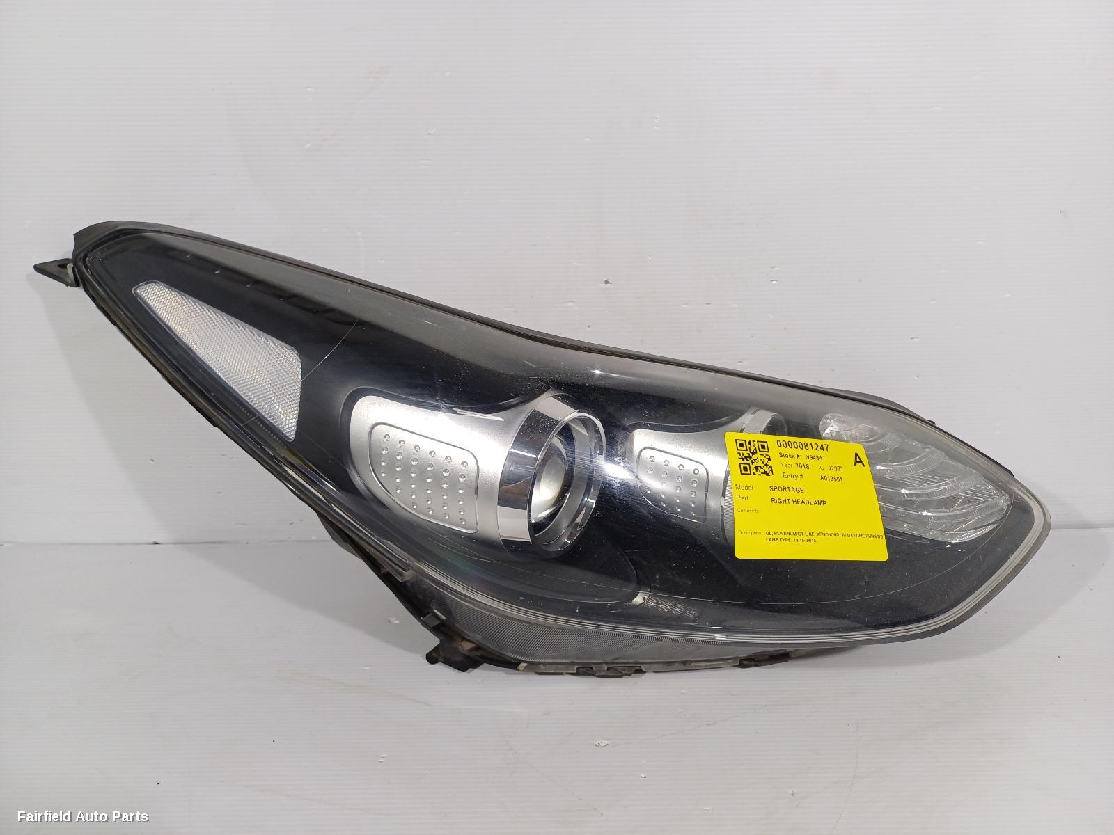 2018-2021 Kia Sportage Right Headlamp
