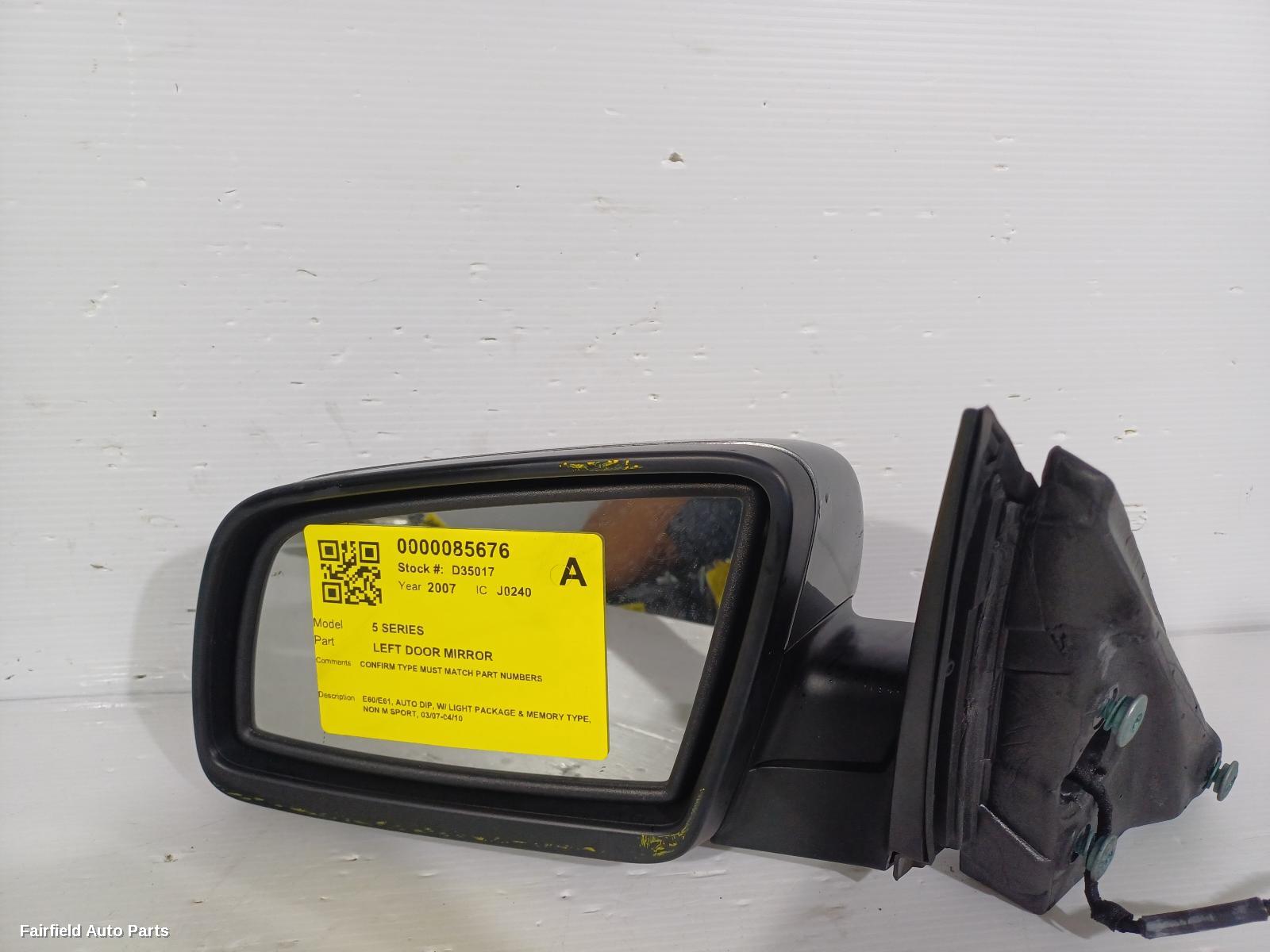 2007-2010 Bmw 5 Series Left Door Mirror